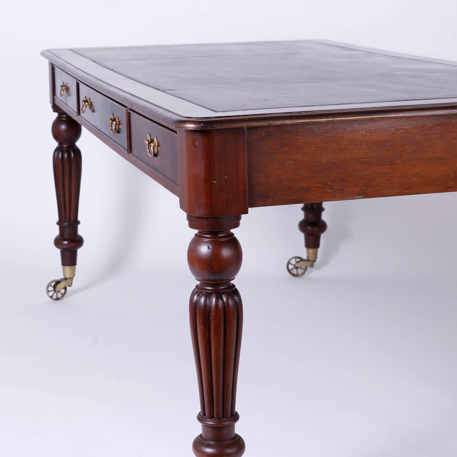 William IV Style Antique Mahogany Partners Desk 1