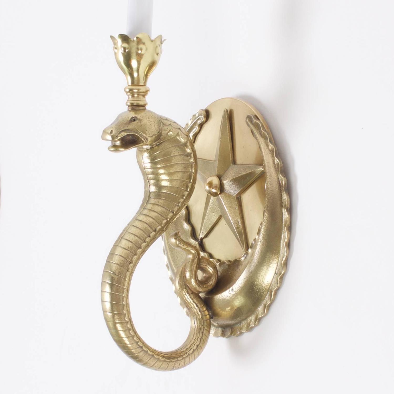 Set of 3 Cobra Wall Sconces in Brass For Sale at 1stdibs