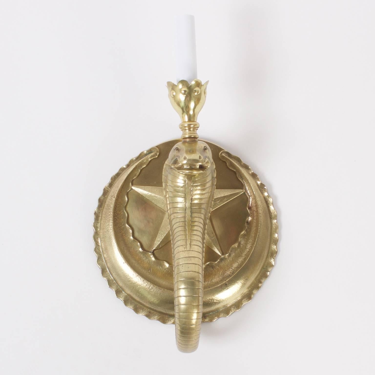 Indian Brass Cobra Wall Sconces