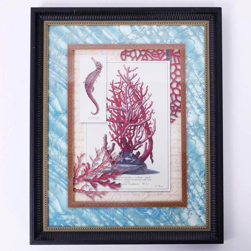 Set of Four Red Coral Prints in Custom Frames 1