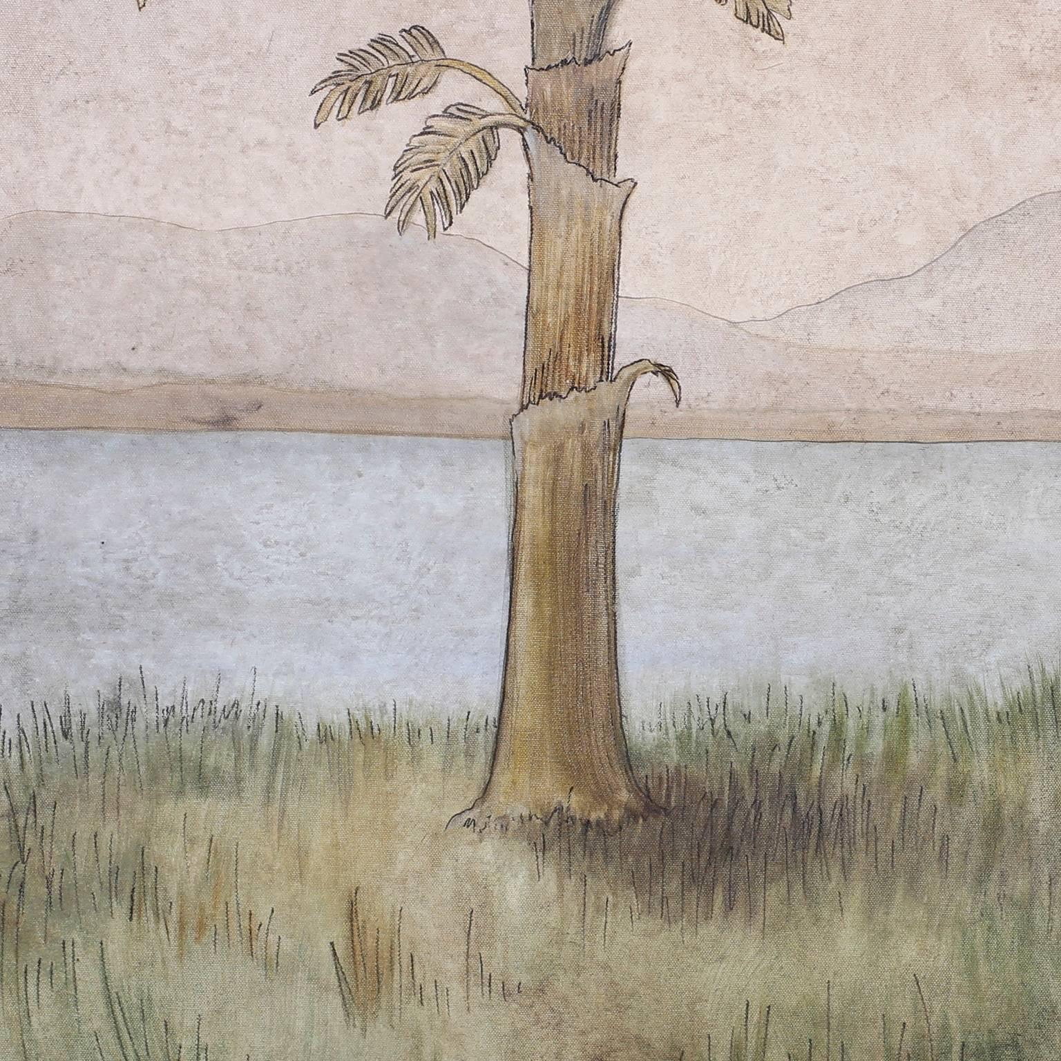 Pair of Oil on Canvas Palm Tree Paintings 2