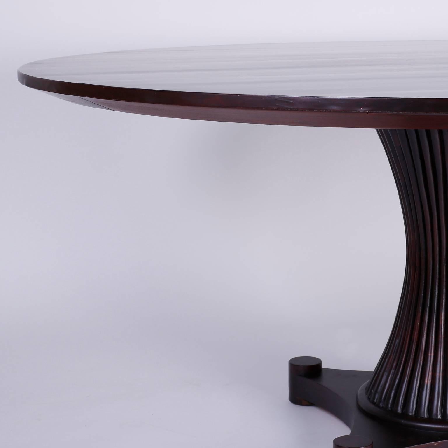 American Midcentury Mahogany Round Top Dining Table