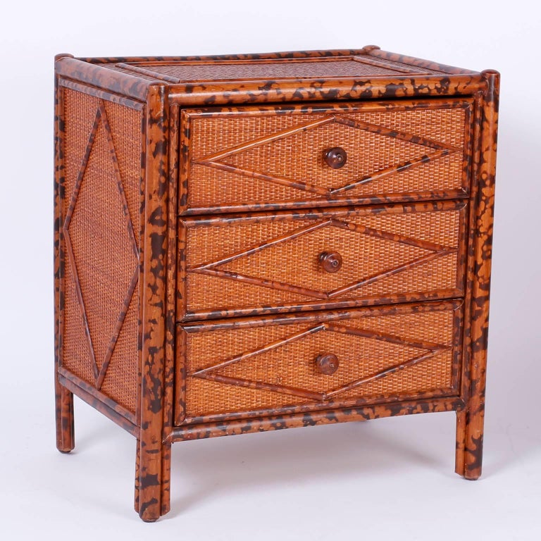Pair of British Colonial Style Bamboo Nightstands or Tables at 1stDibs