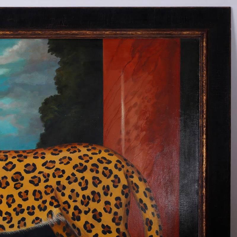 American Oil Painting on Canvas of a Leopard by William Skilling