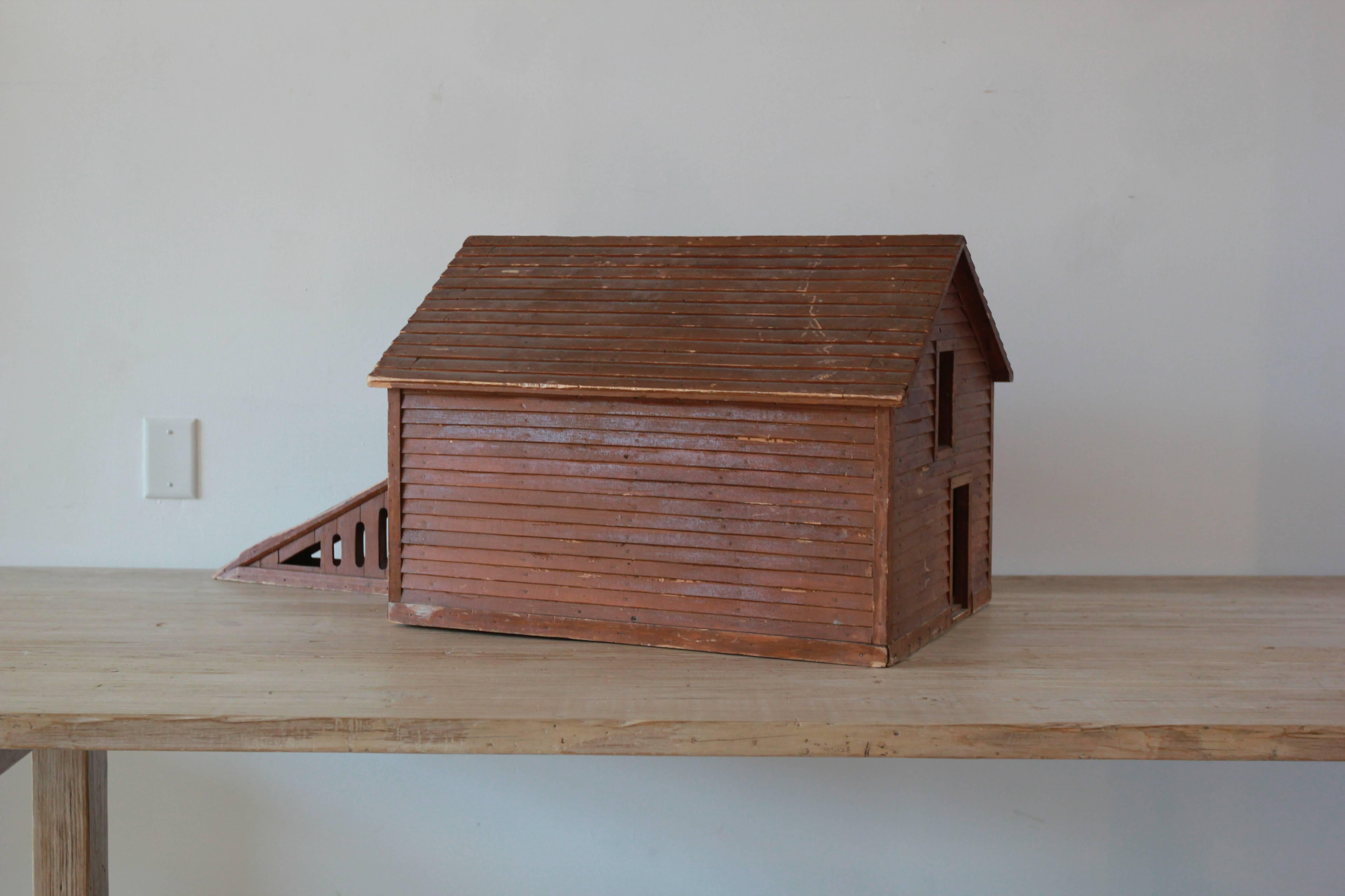 Wooden Miniature Farmhouse In Distressed Condition In Los Angeles, CA