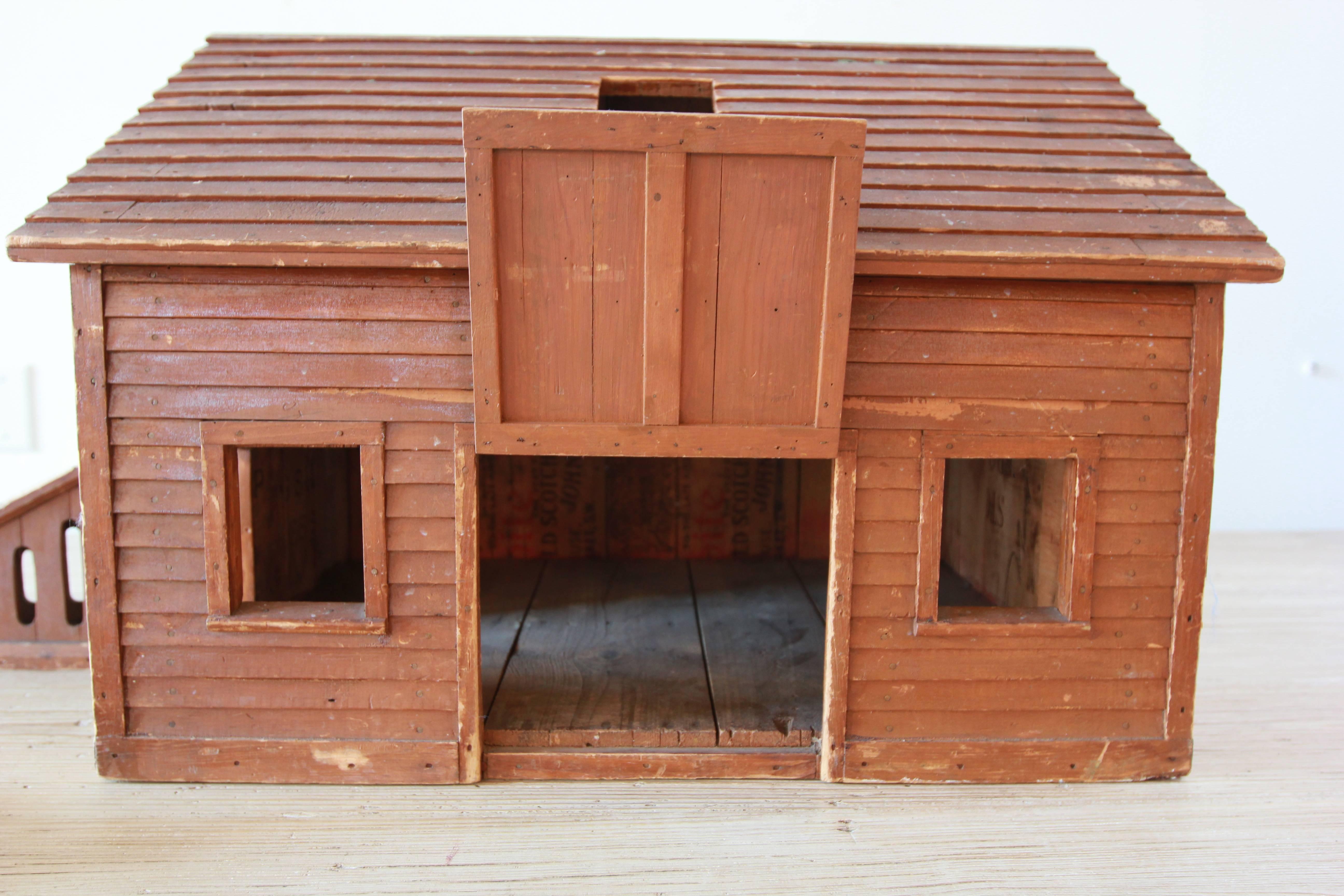 20th Century Wooden Miniature Farmhouse