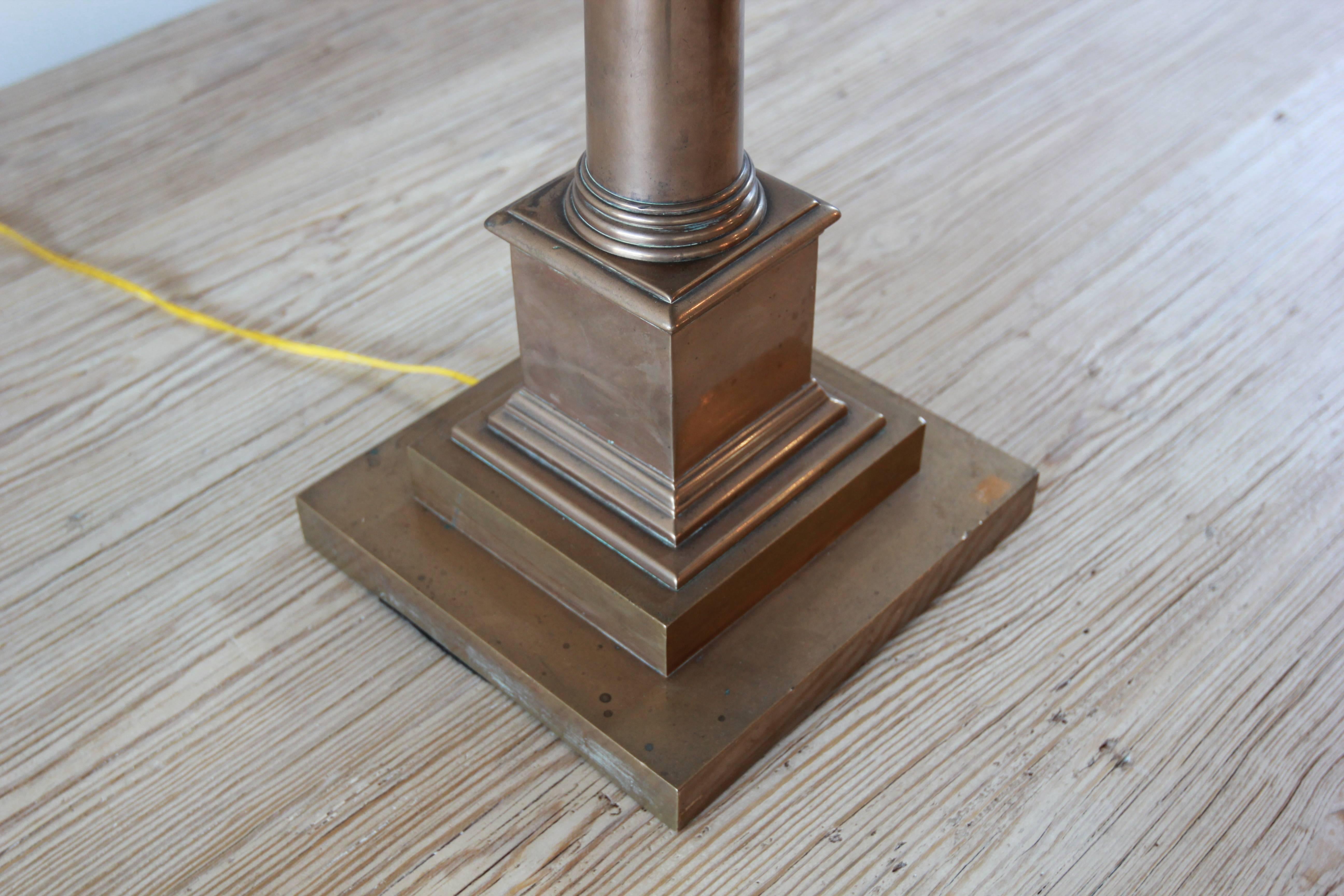 Brass Square Tall Lamp In Excellent Condition In Los Angeles, CA