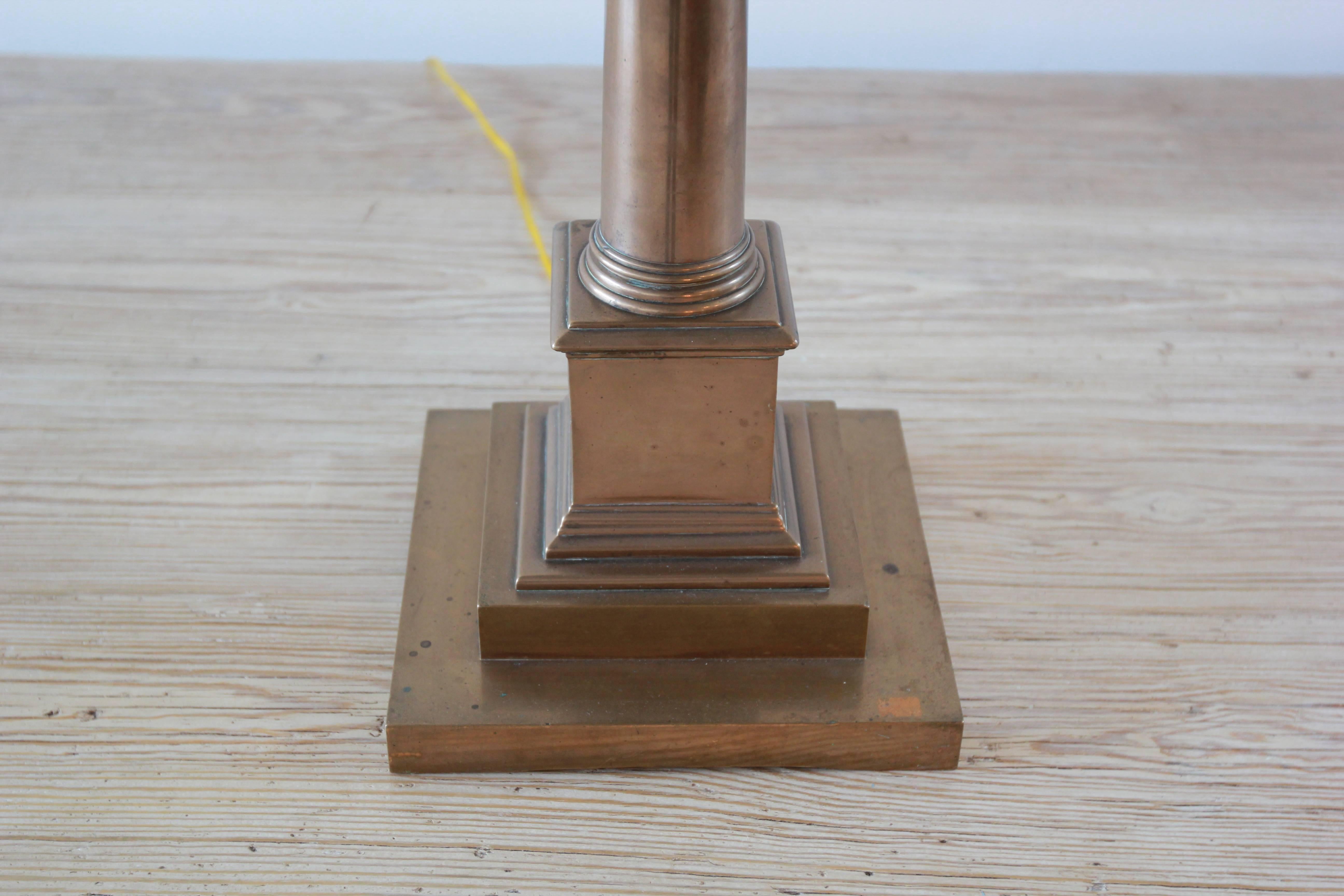 British Colonial Brass Square Tall Lamp
