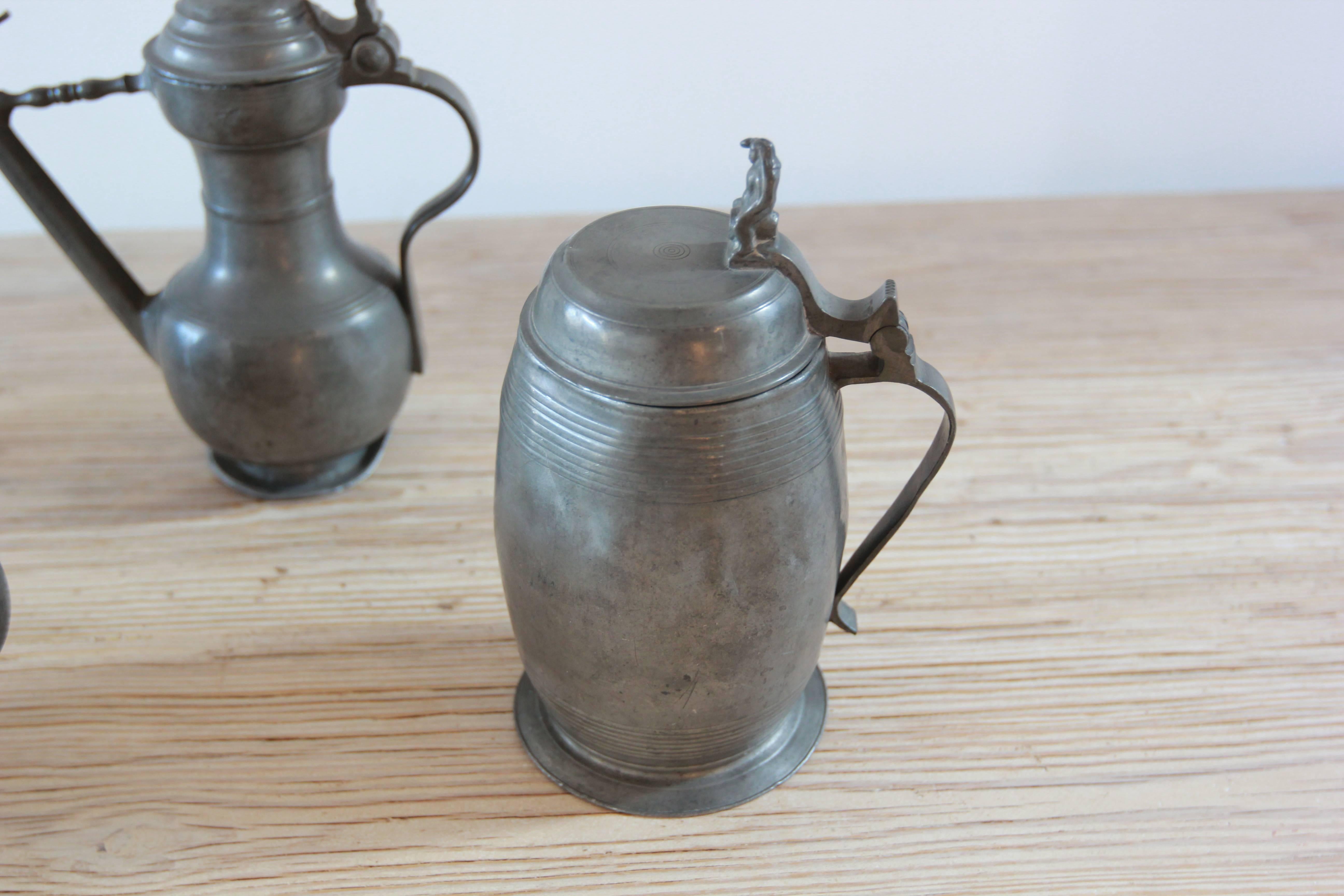 Unknown Various Pewter Steins 