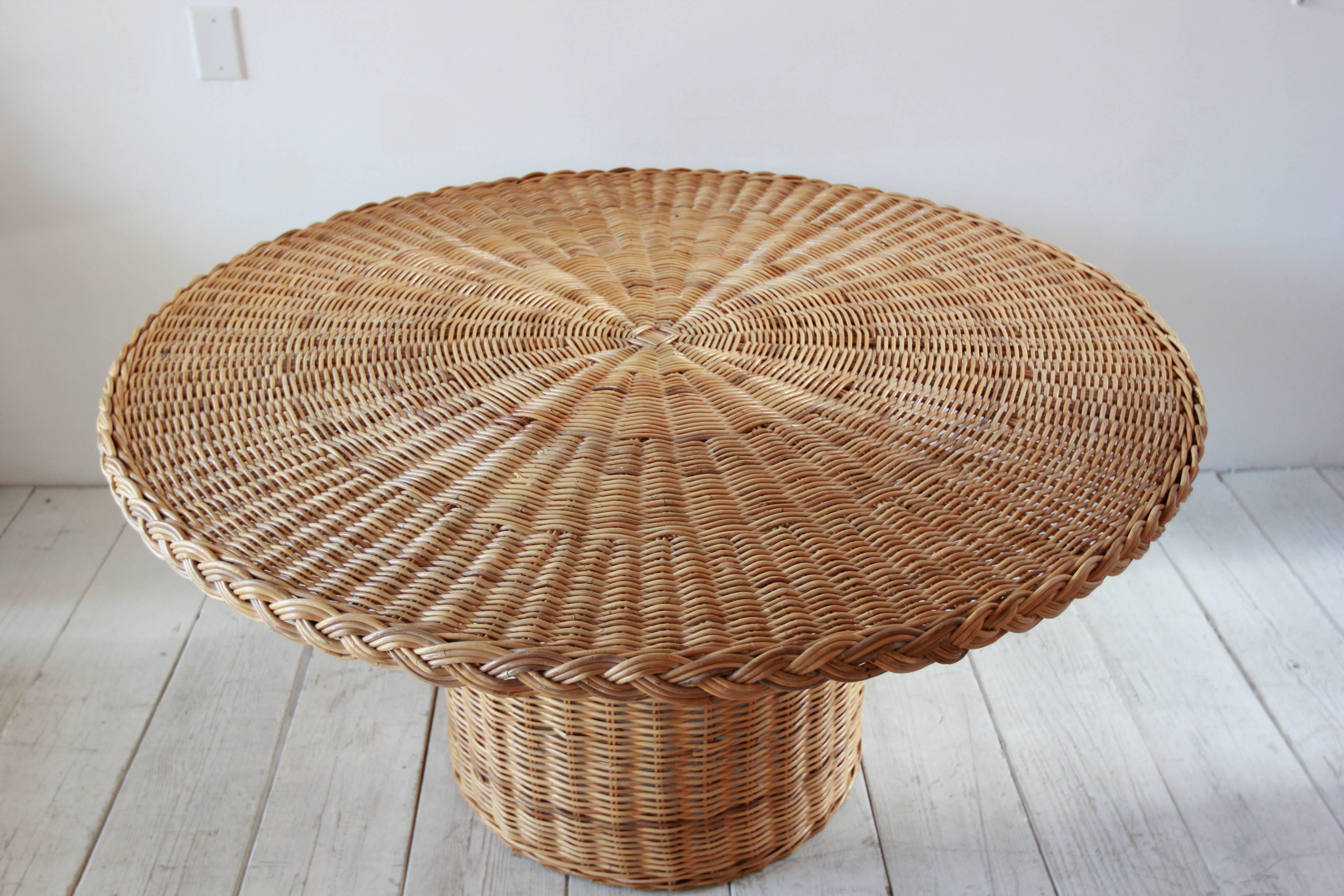 20th Century Round Rattan Dining Table