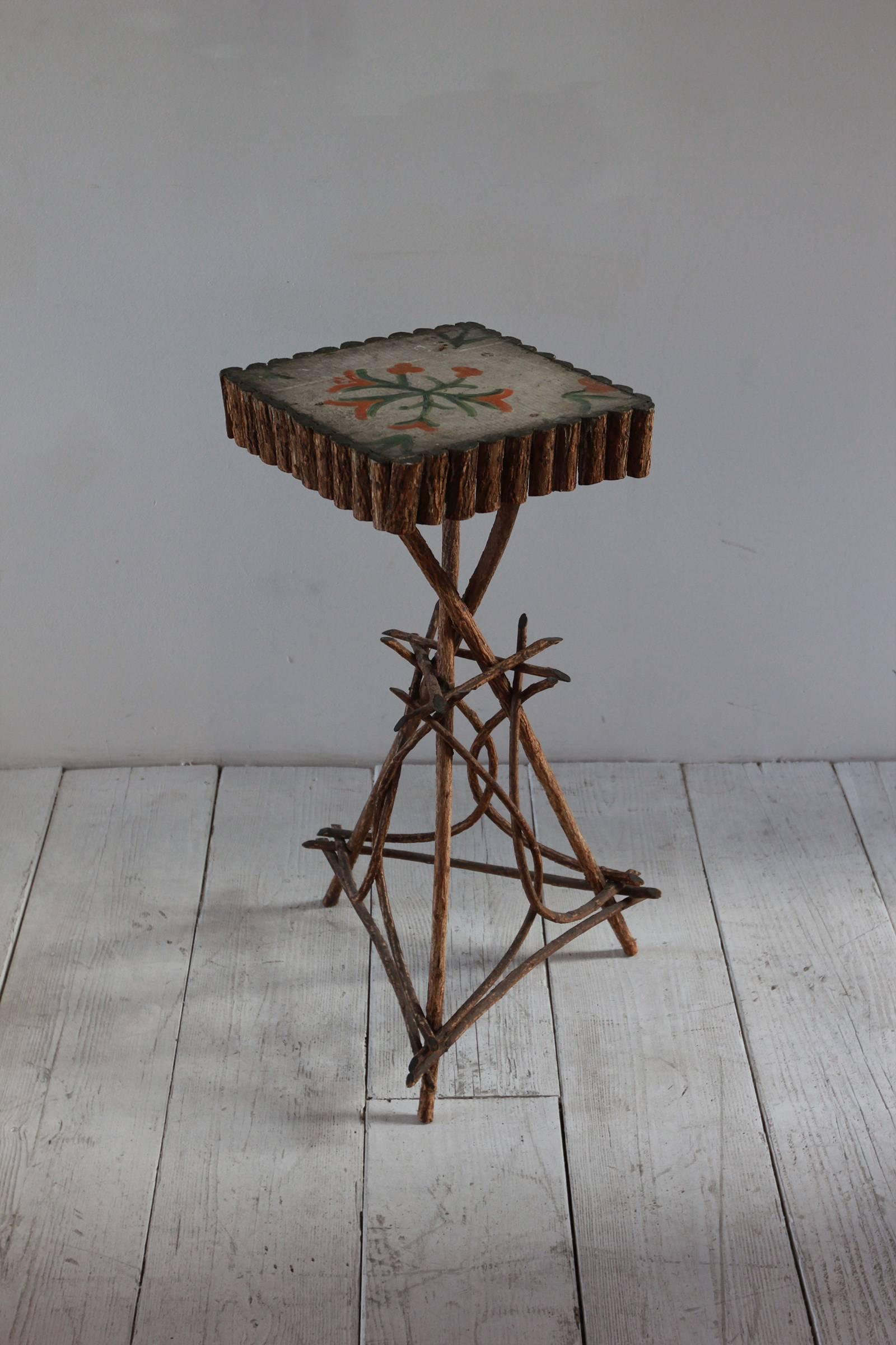 Painted Folk Style Twig Side Tables 1