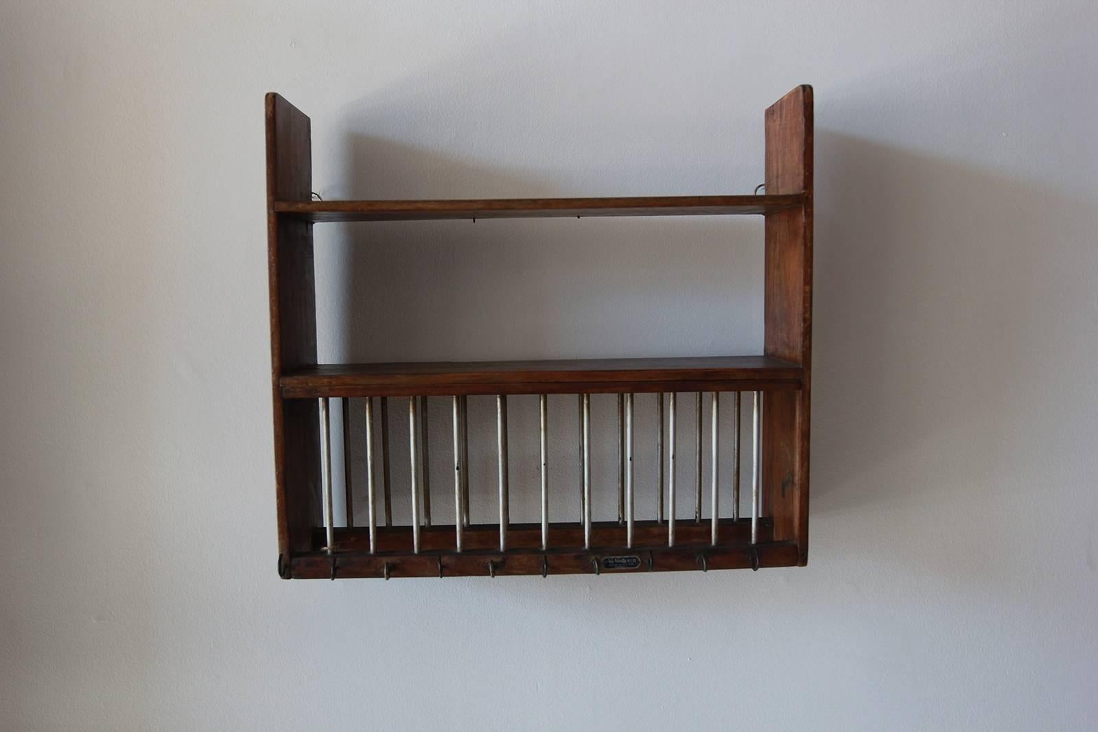 Rustic Wall Hanging Dish Rack In Distressed Condition In Los Angeles, CA