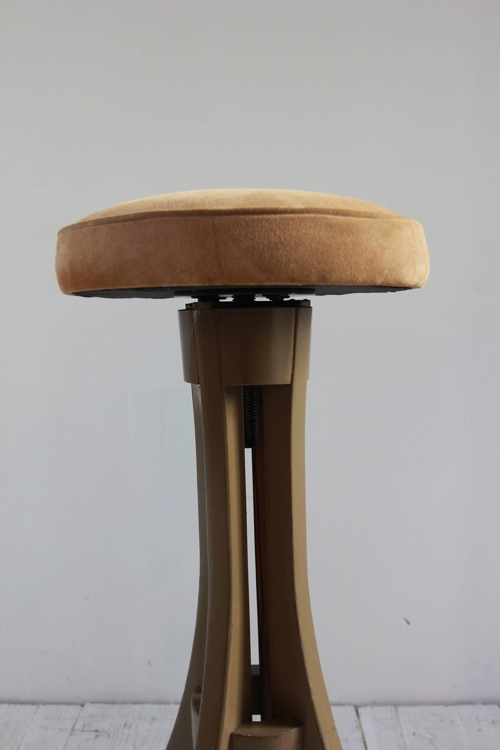 Brown Painted Stools with Suede Seat Cushion 3
