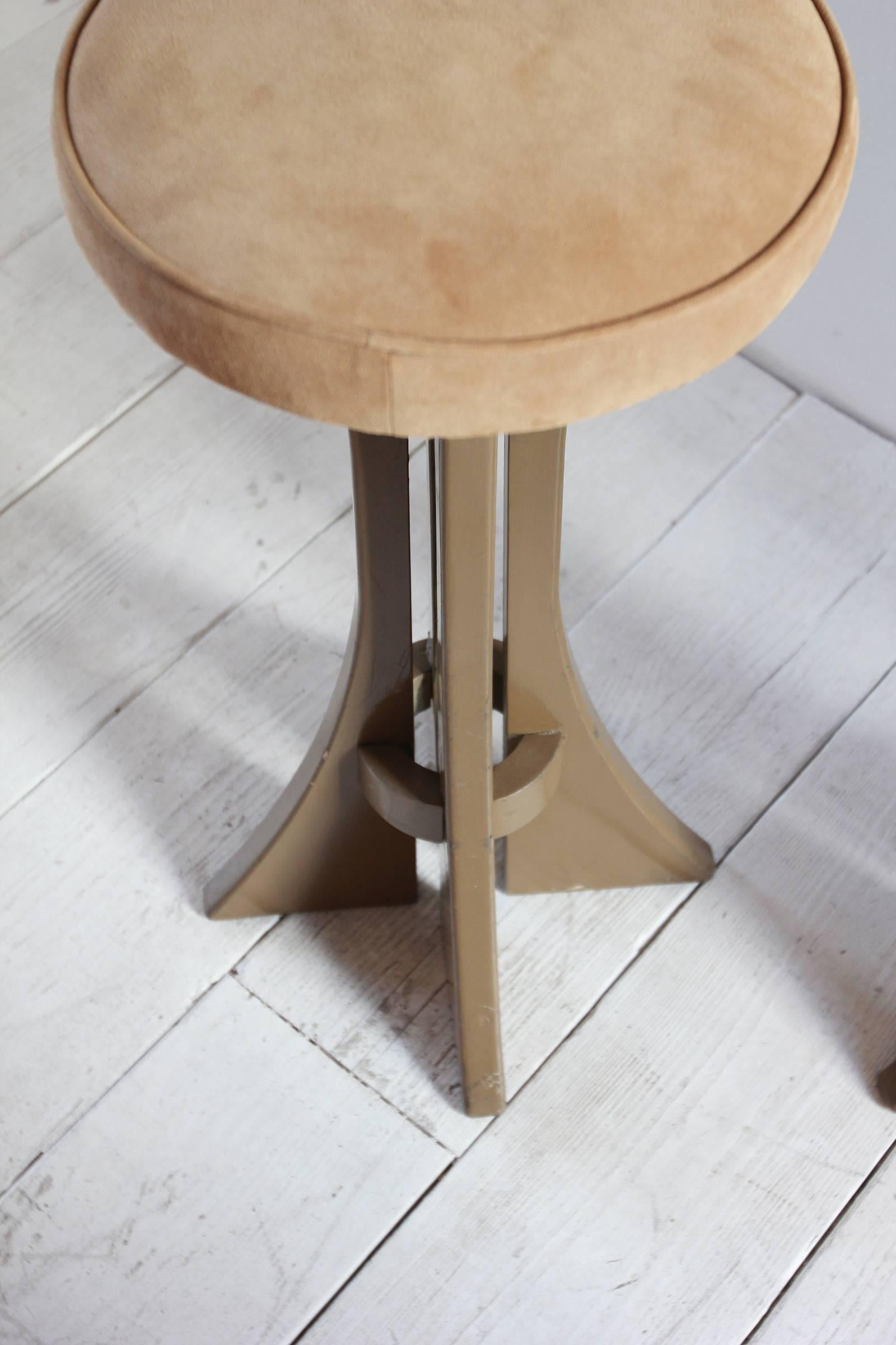 Brown Painted Stools with Suede Seat Cushion 4