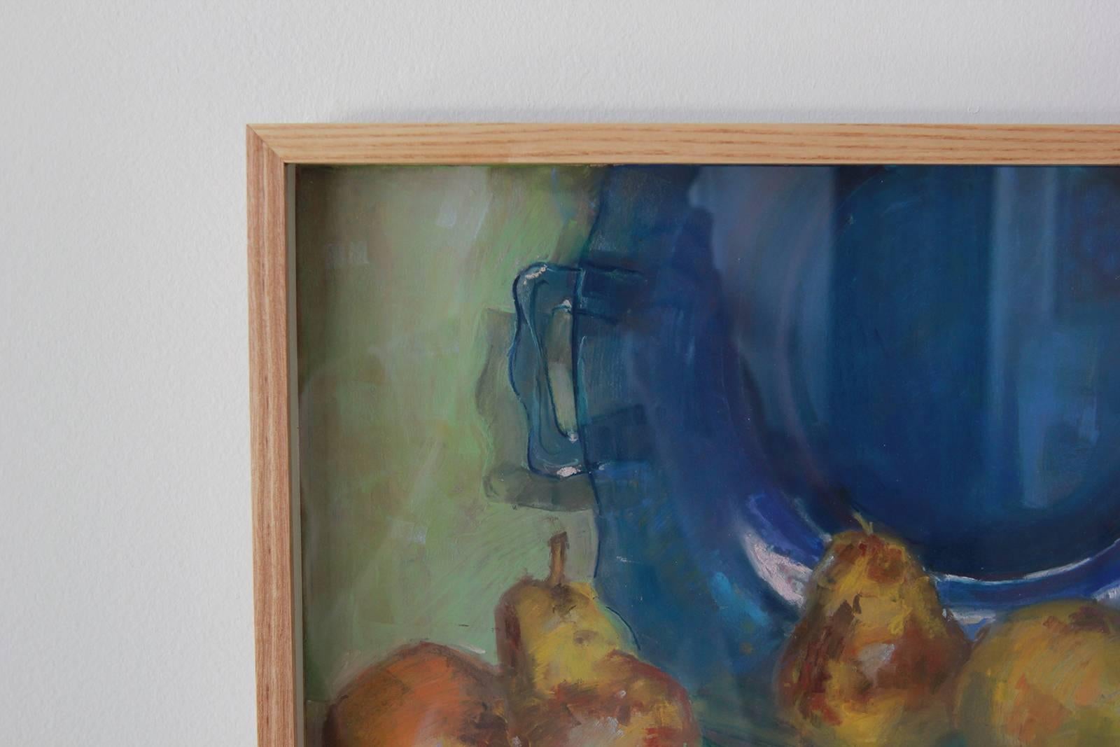 20th Century Still Life of Pears and Blue Bowl