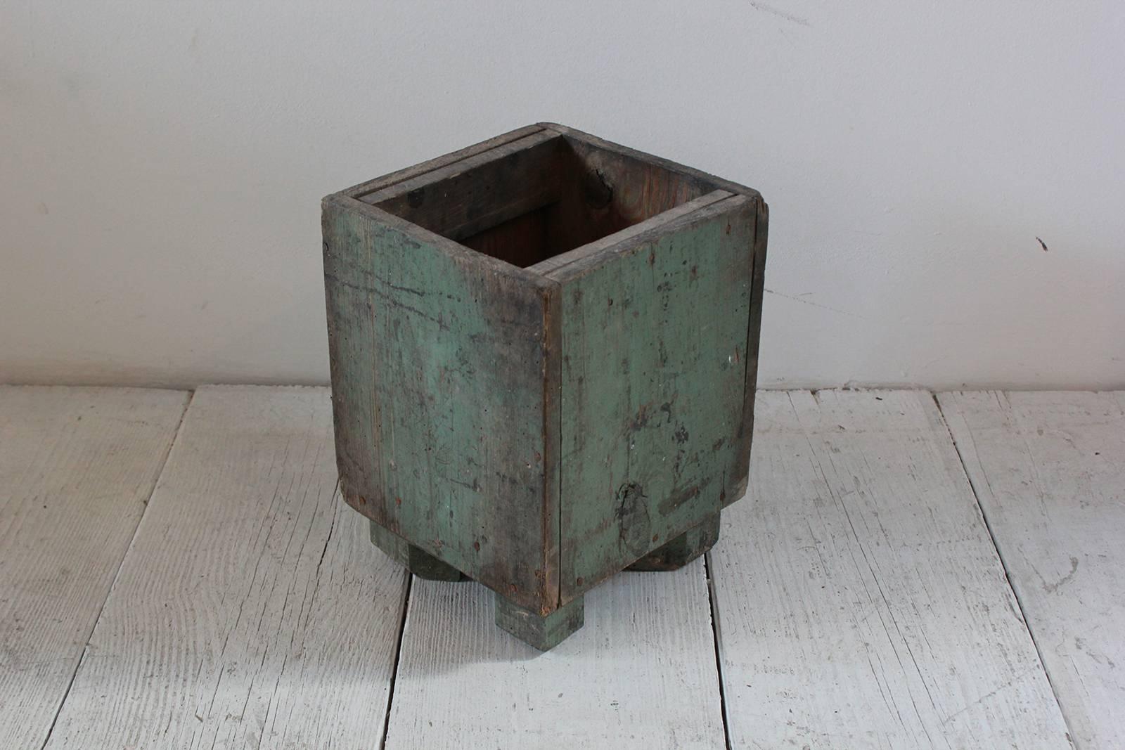 Rustic Patina'd Wood Planters In Distressed Condition In Los Angeles, CA