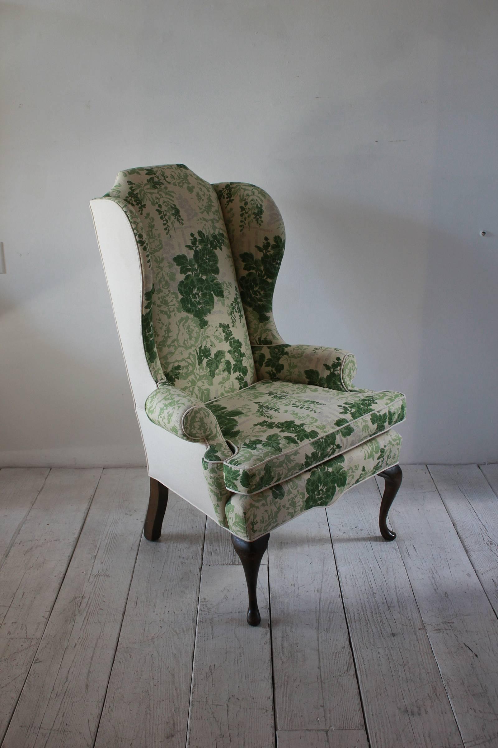 green floral chairs