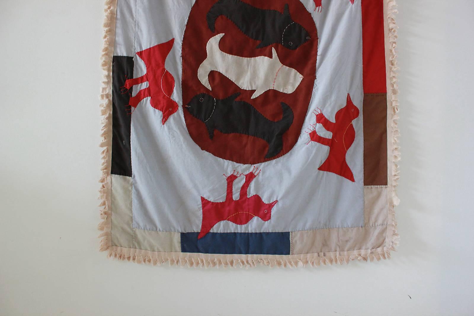 Fante Flag from Ghana In Distressed Condition In Los Angeles, CA