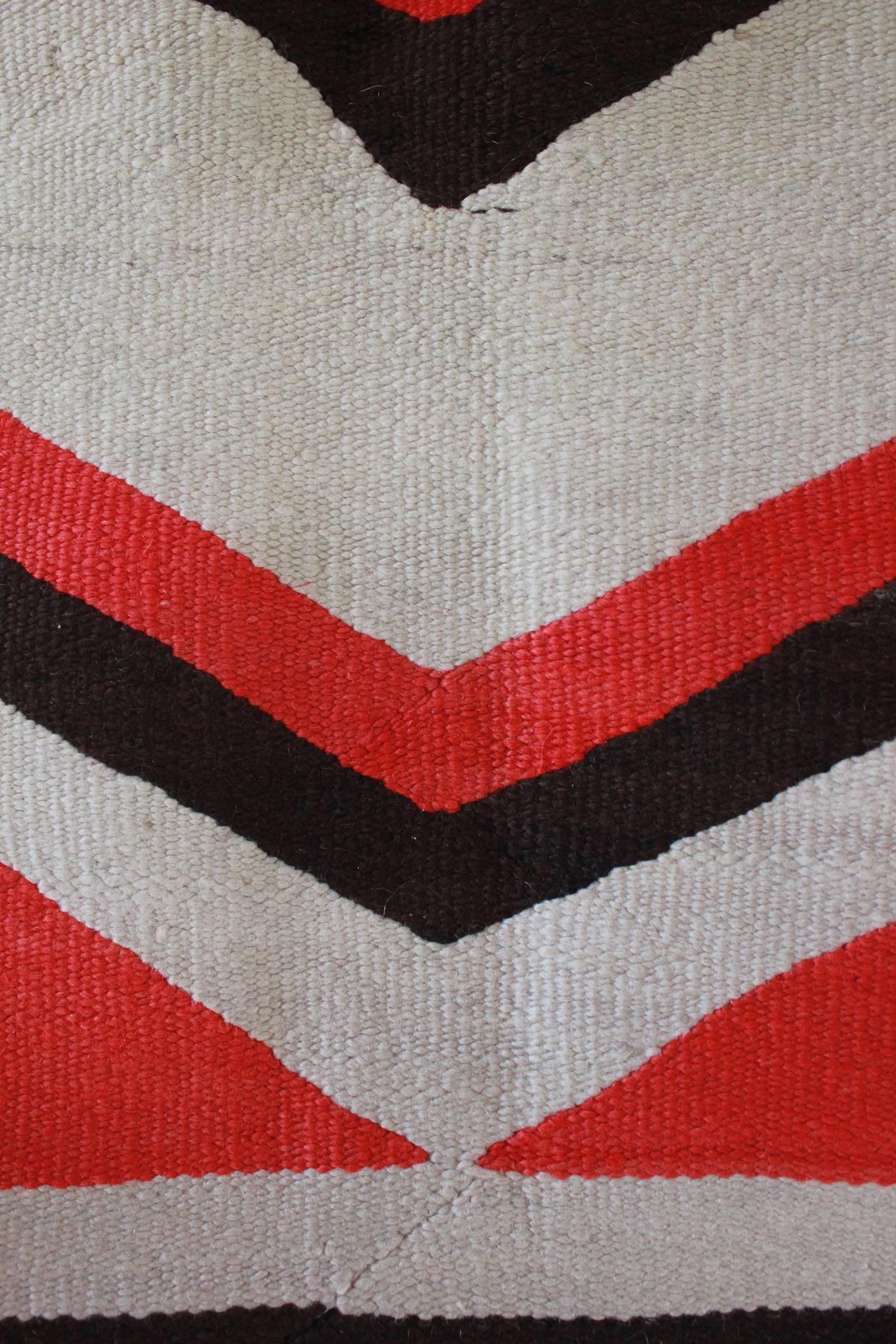 Wool Chevron Pattern Red and Brown Vintage Textile 1