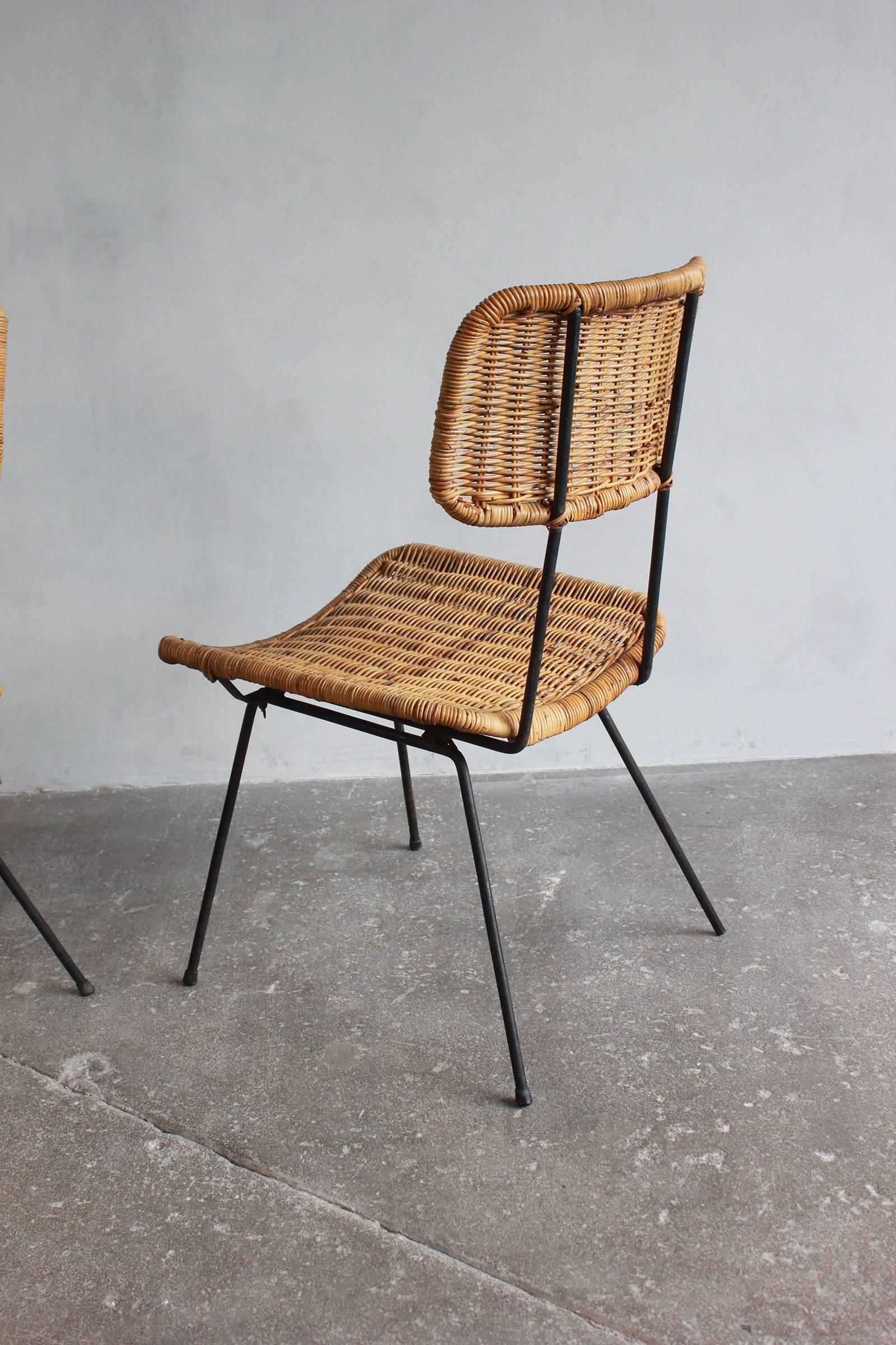 Rattan and Iron Side Chair 1