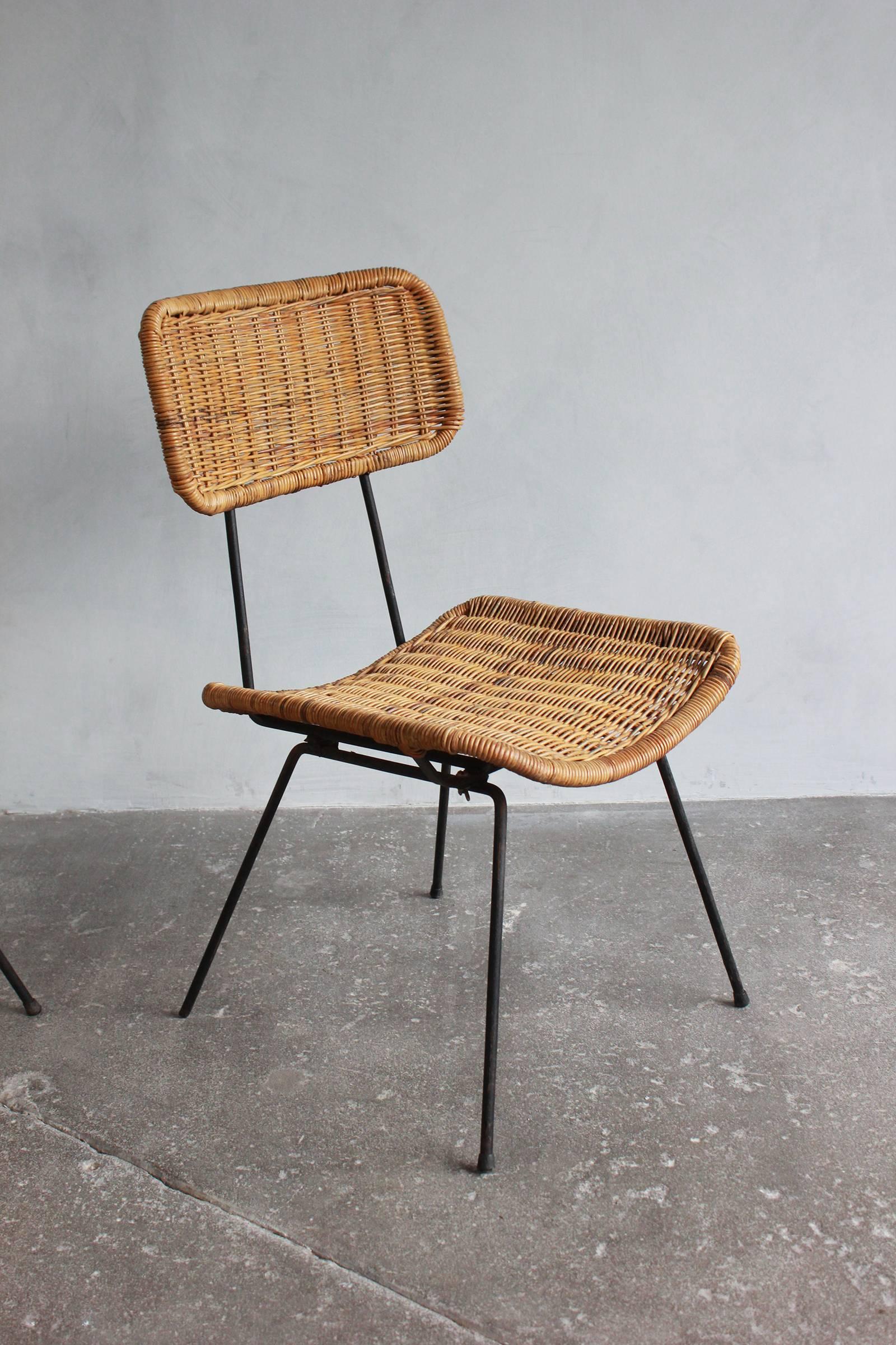 Rattan and Iron Side Chair 2