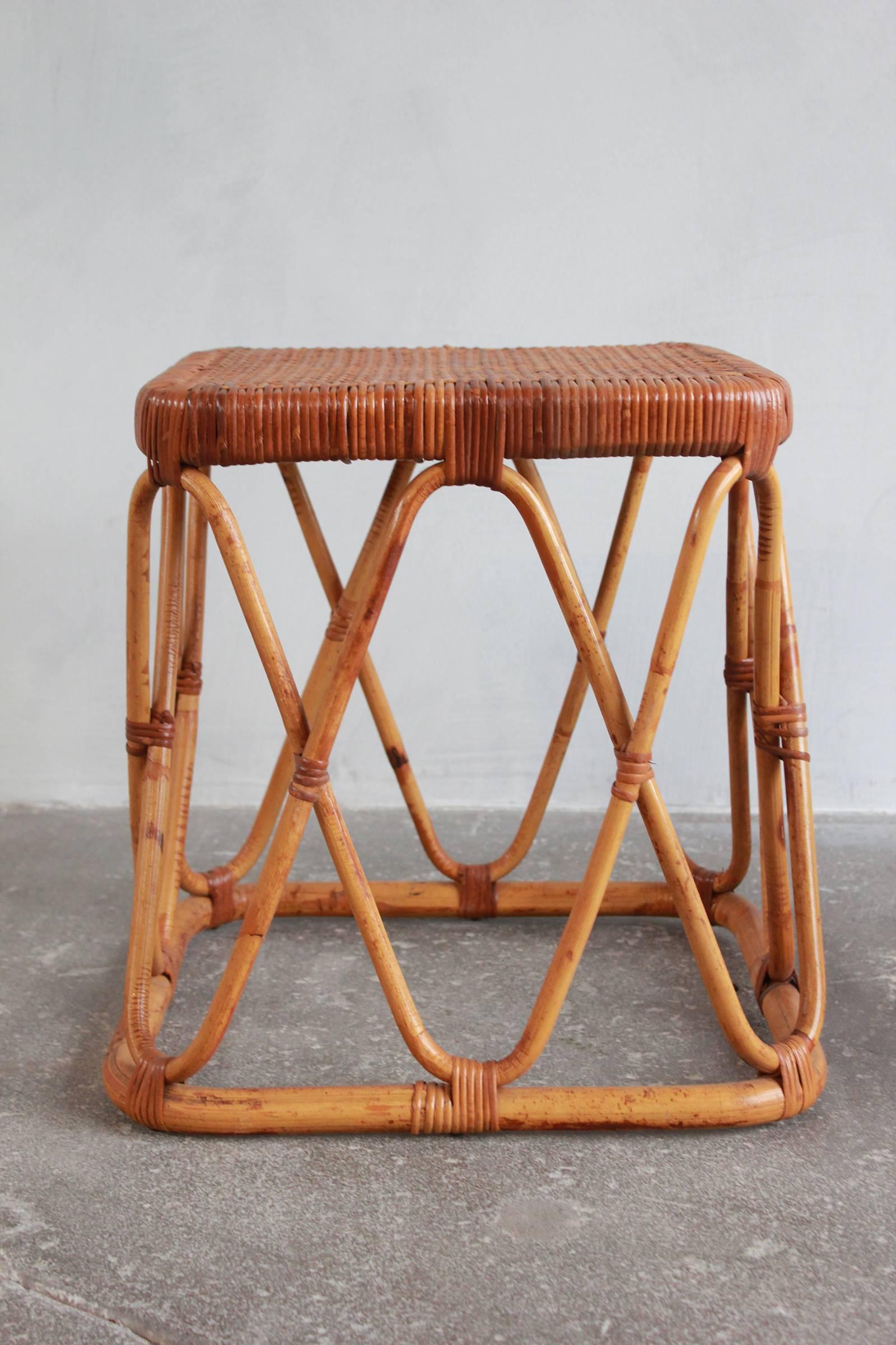 Pair of Square Wicker Nesting Tables 2