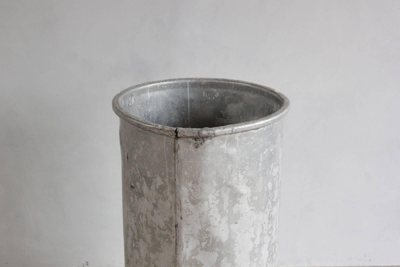 Tall Galvanized Bin In Distressed Condition In Los Angeles, CA