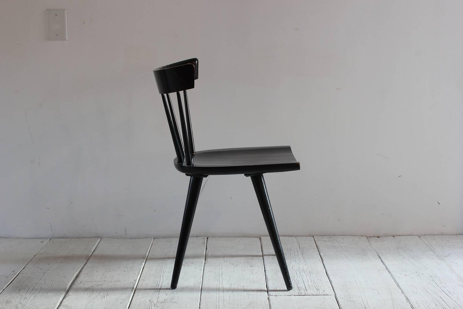 Paul McCobb Black Painted Spindle Chair In Distressed Condition In Los Angeles, CA
