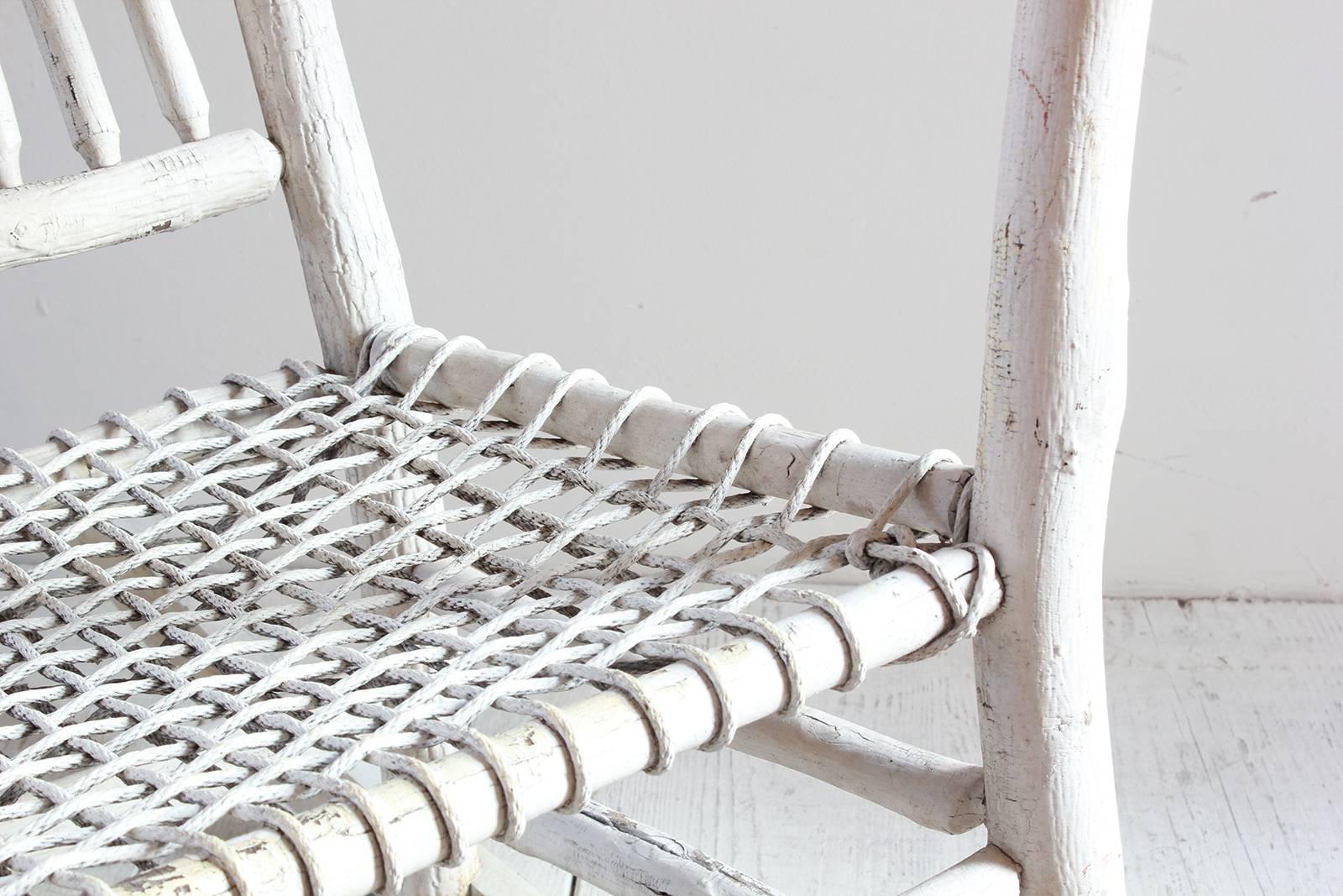 Wood Painted Rocking Chair with Rope Seat 1