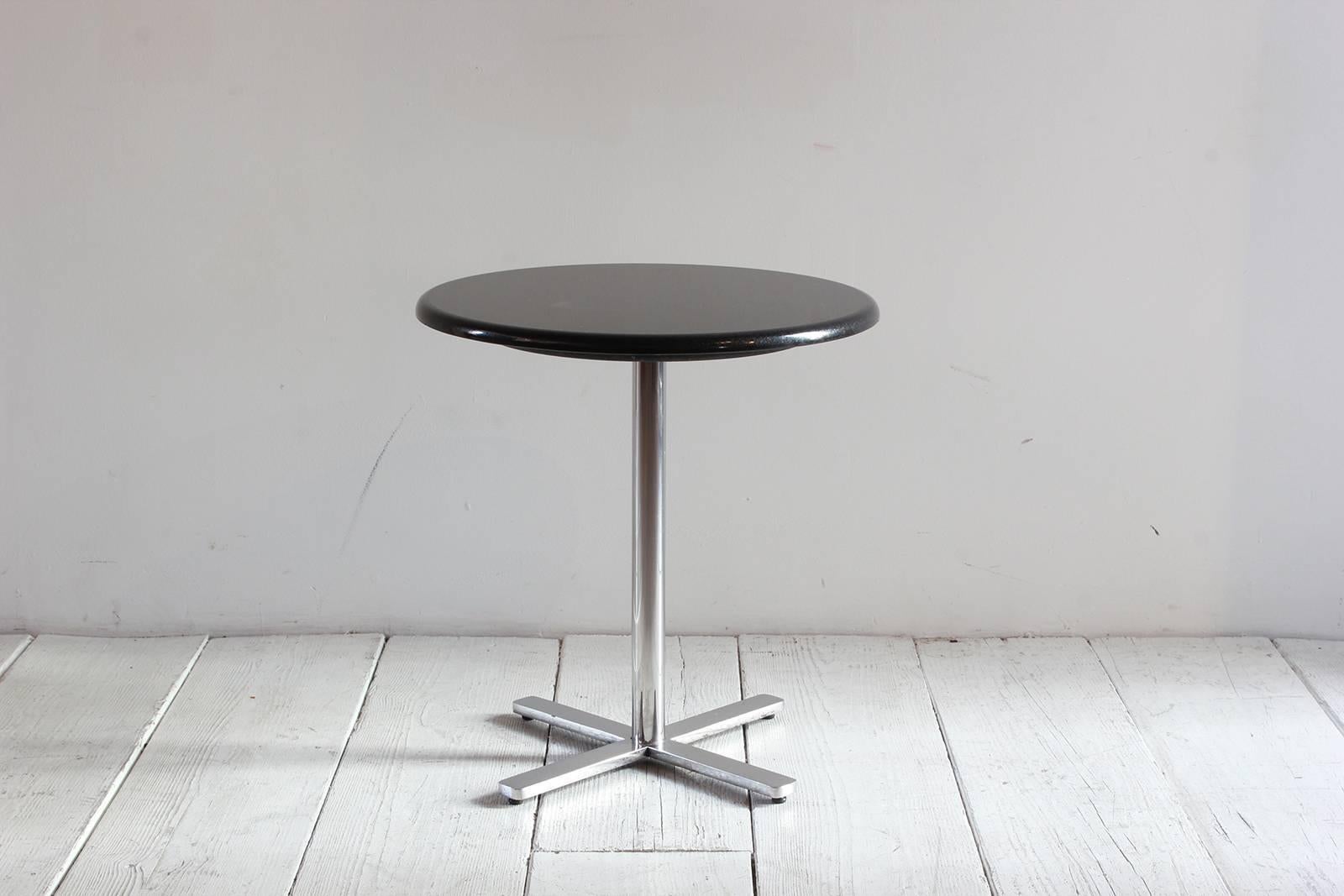 Late 20th Century Pair of Side Tables with a Marble Top and Pedestal Chrome X-Base