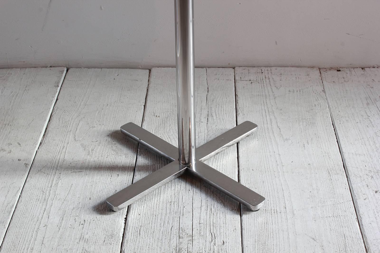 Pair of Side Tables with a Marble Top and Pedestal Chrome X-Base 1
