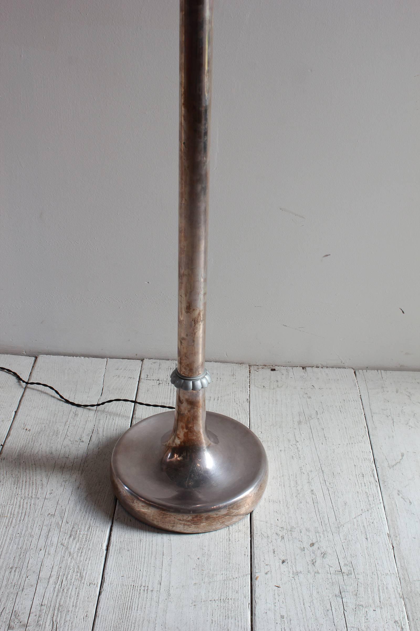 Italian Nickel Floor Lamp with Floral Motif 1