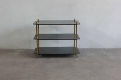 Pair of Black Lacquered Three-Tiered Side Tables