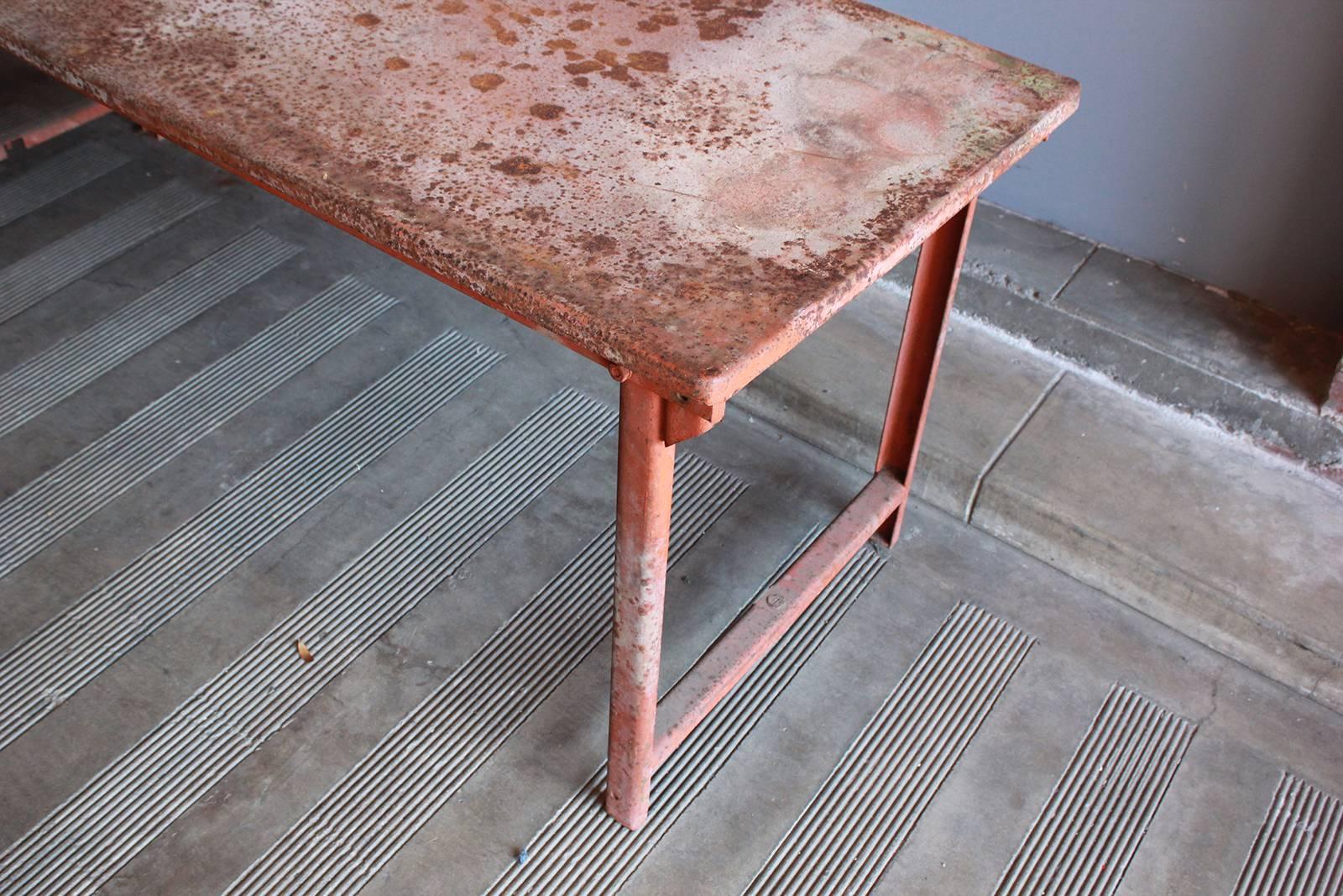 Red Work Table with Rusted Pattina 1