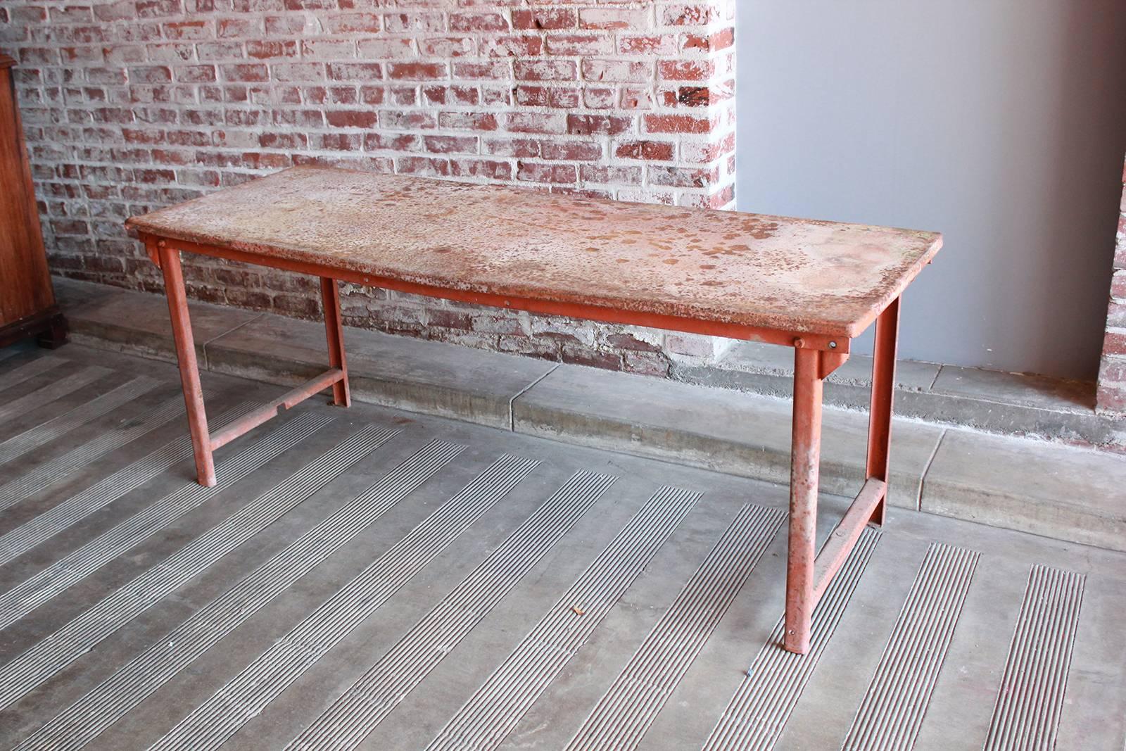 Red Work Table with Rusted Pattina 3
