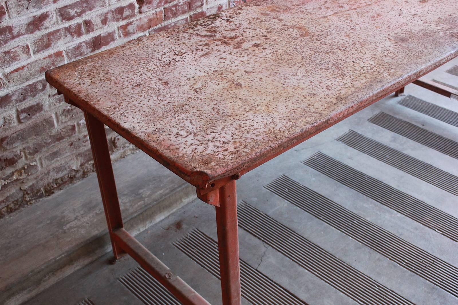 Red Work Table with Rusted Pattina 2