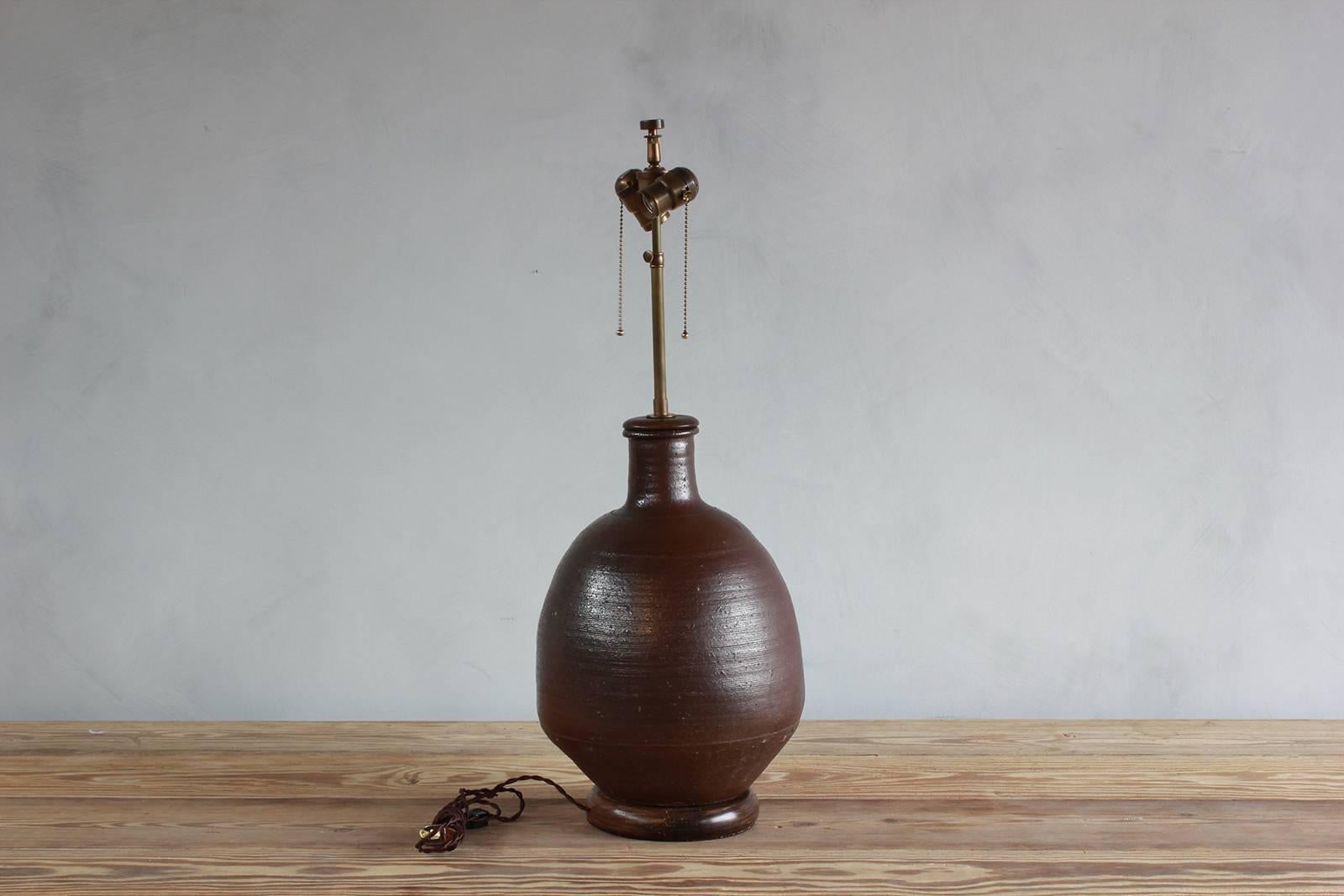 Ceramic Handmade Brown Glazed Table Lamp 1
