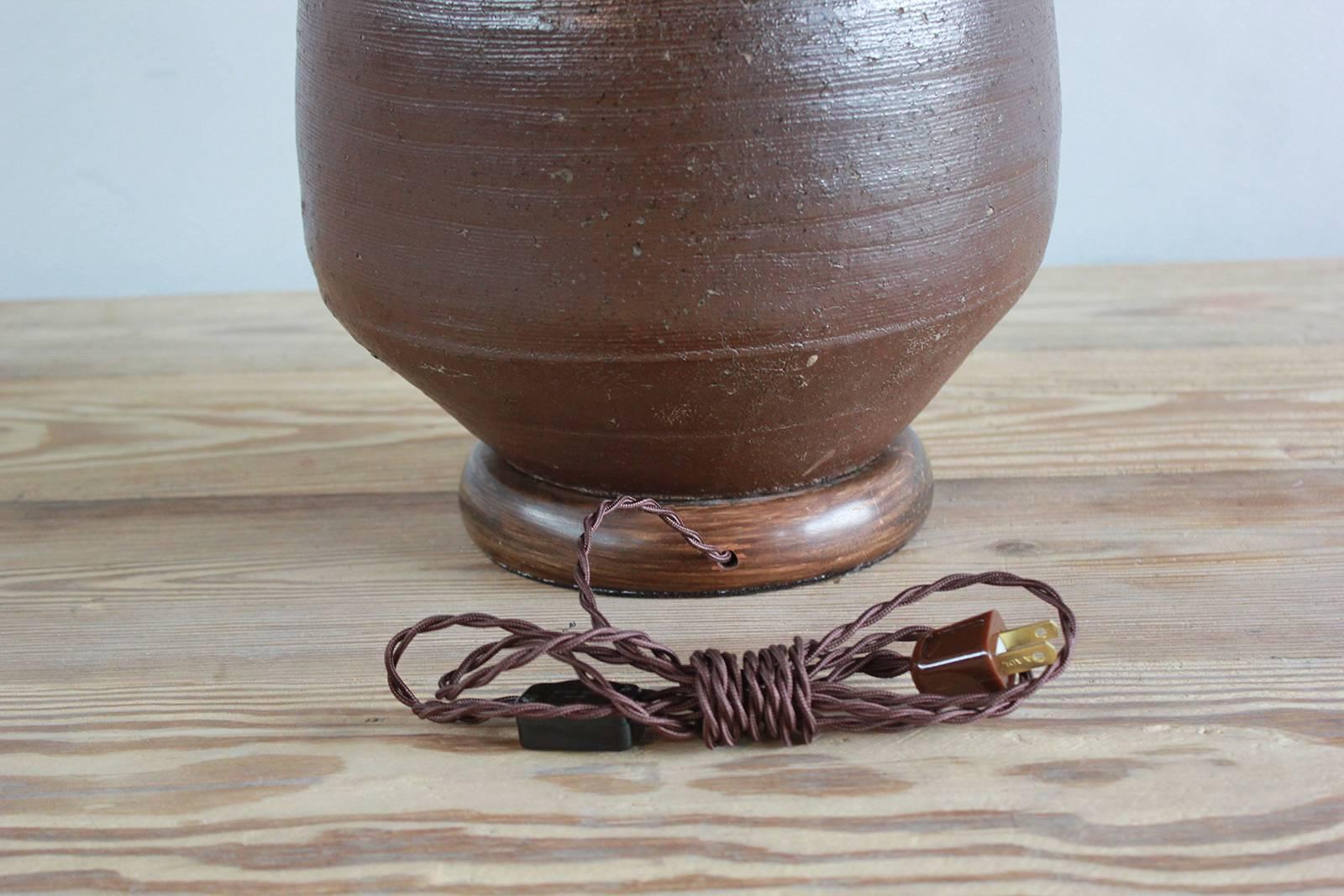 Ceramic Handmade Brown Glazed Table Lamp 2