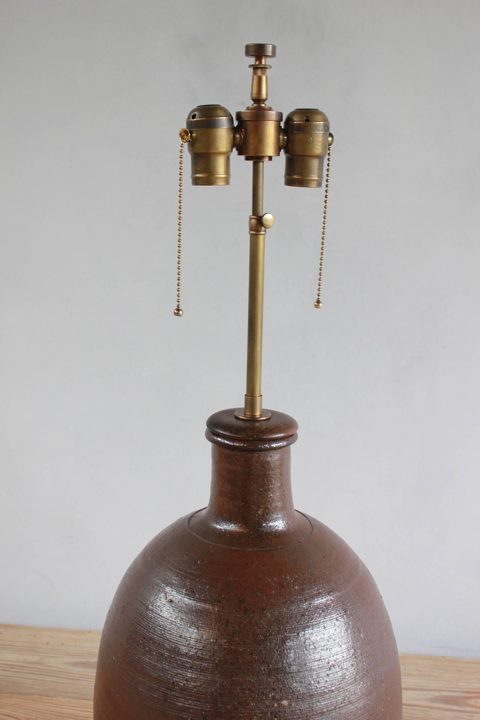 Ceramic Handmade Brown Glazed Table Lamp 4