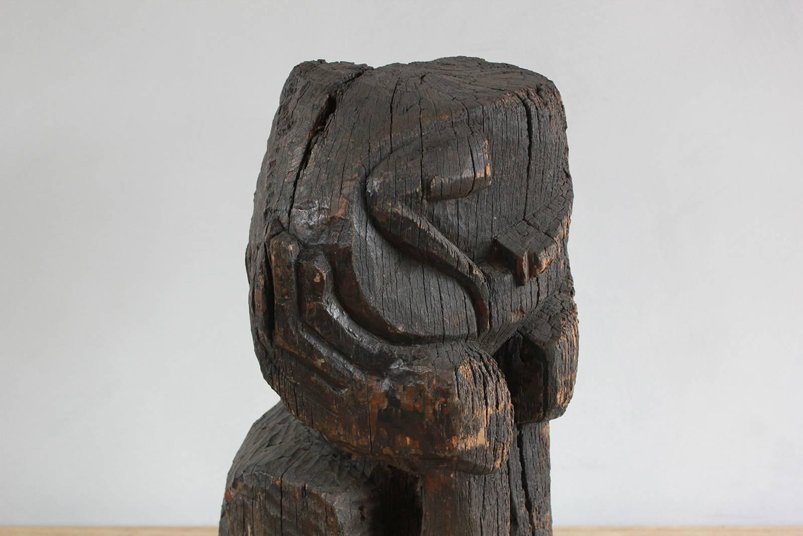 Sogi Style Charred Figural Wooden Sculpture 1