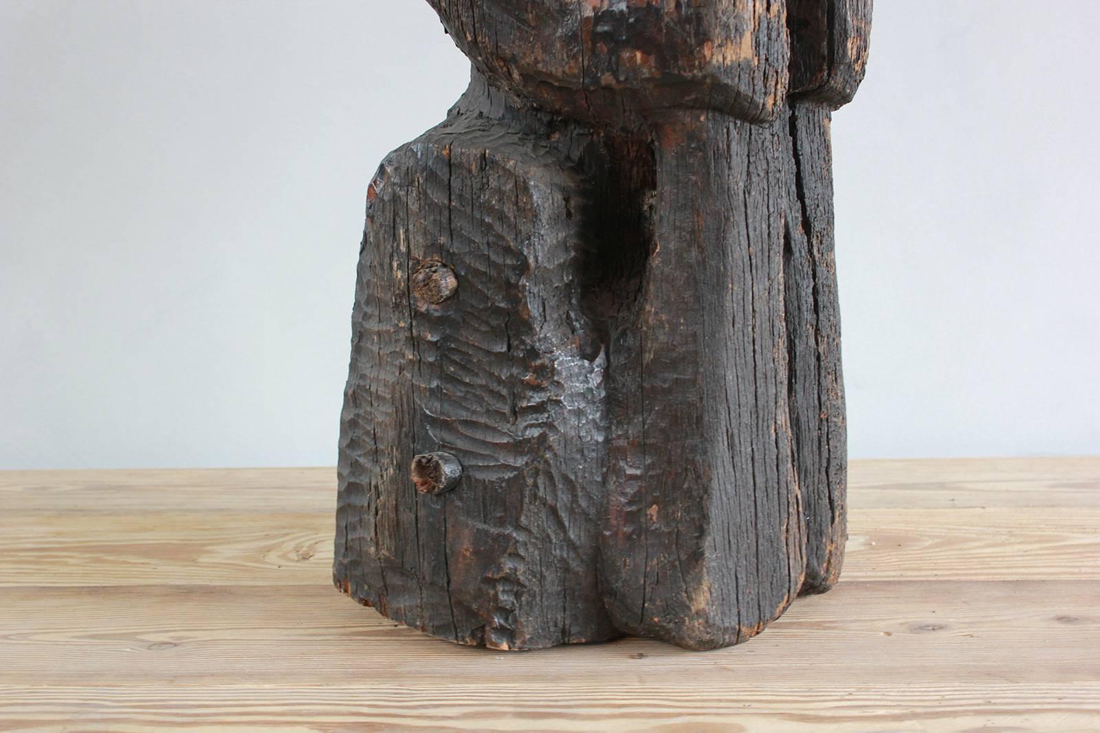 Sogi Style Charred Figural Wooden Sculpture 4