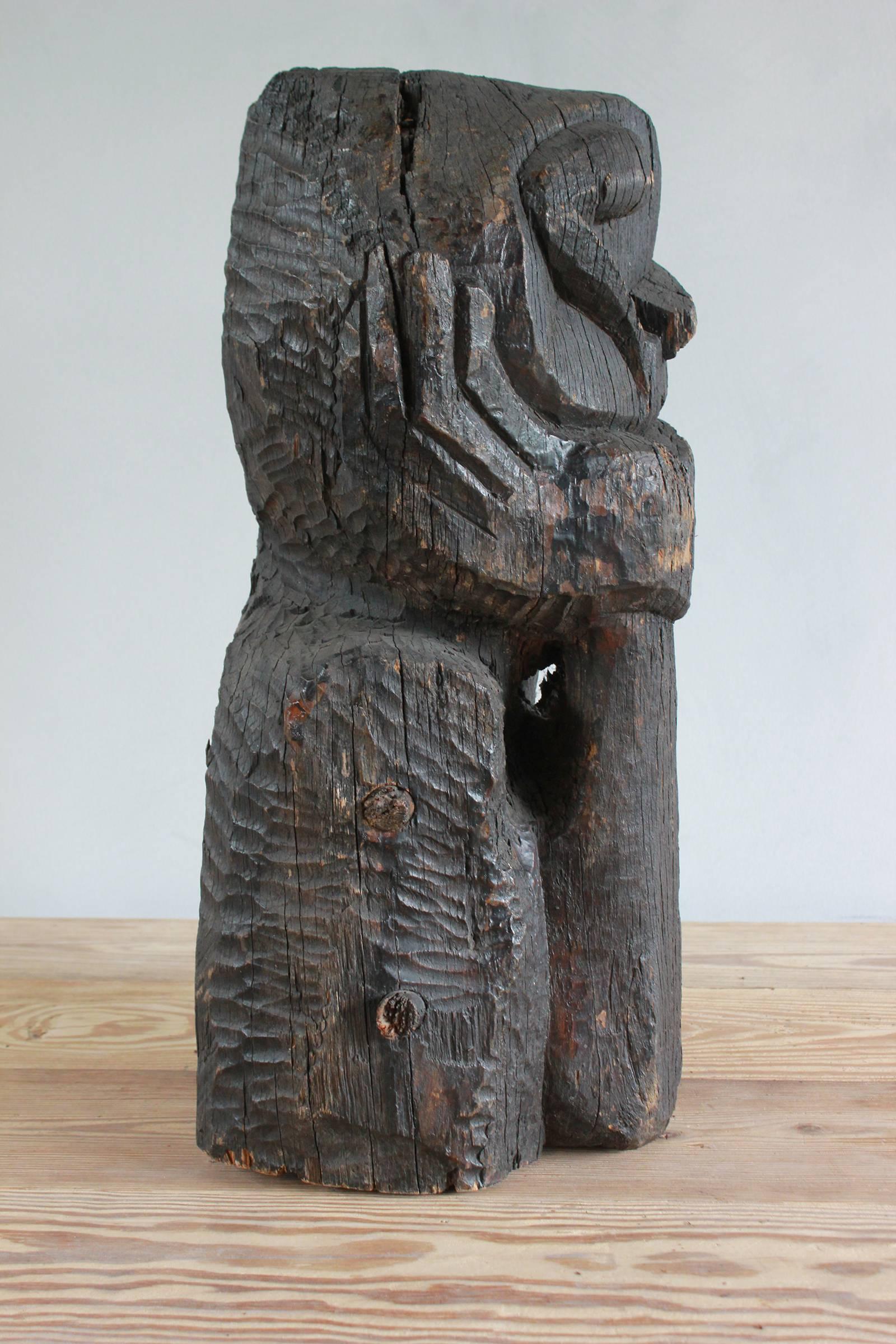 Sogi Style Charred Figural Wooden Sculpture 6