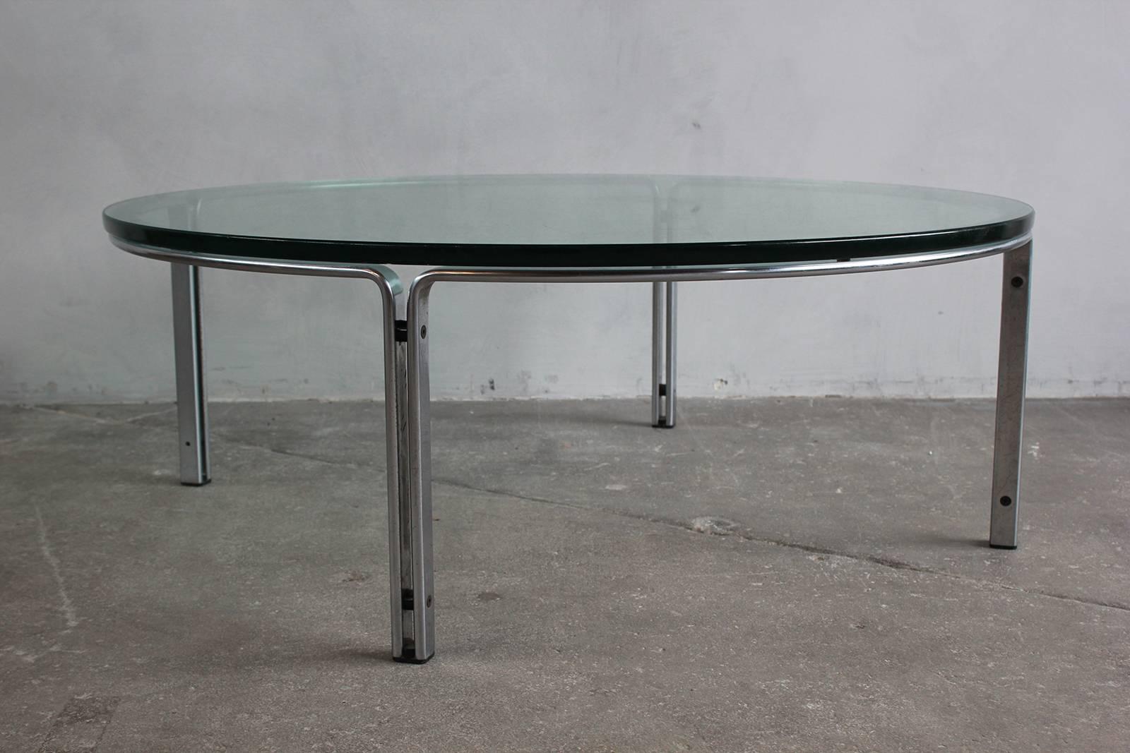 Round Metal and Steel Coffee Table with Glass Top 2