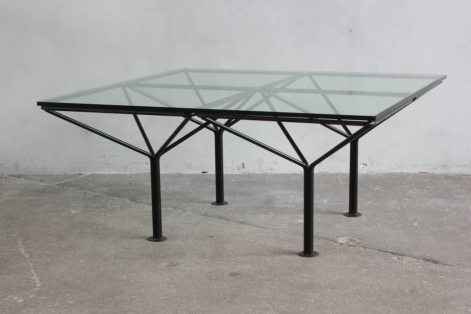 Paulo Piva B & B Italia style small table with glass top.