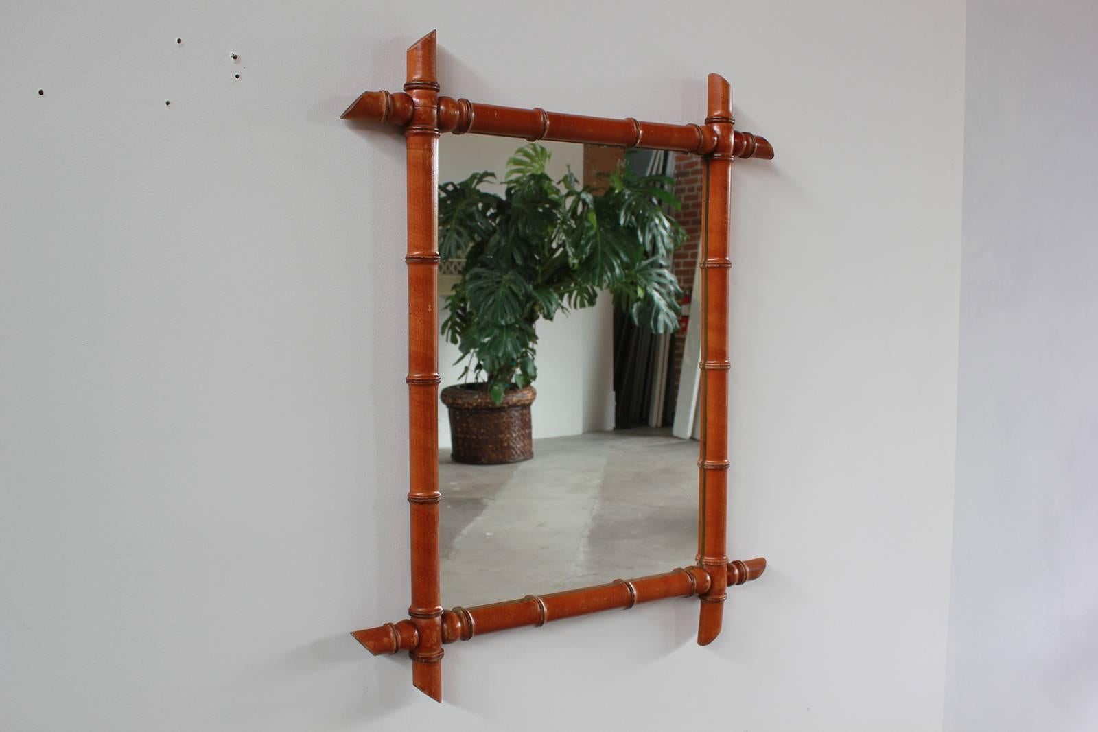 Rectangular French bamboo mirror.