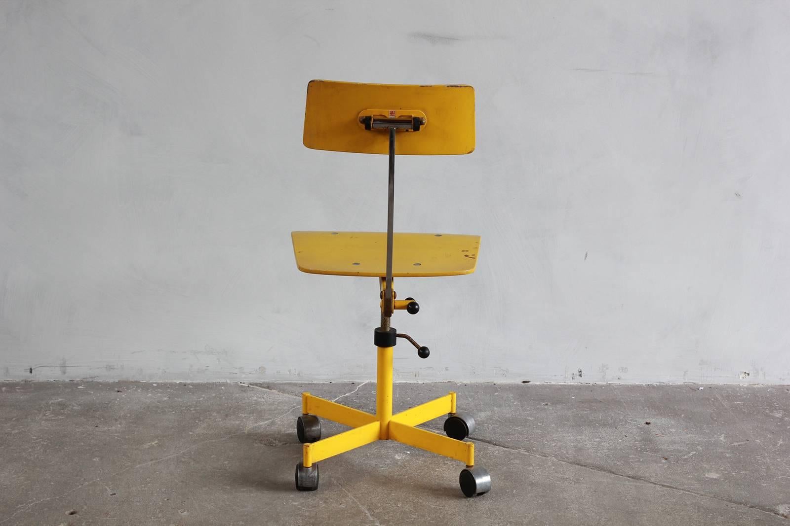 Yellow Kevi Style Desk Chair In Distressed Condition In Los Angeles, CA