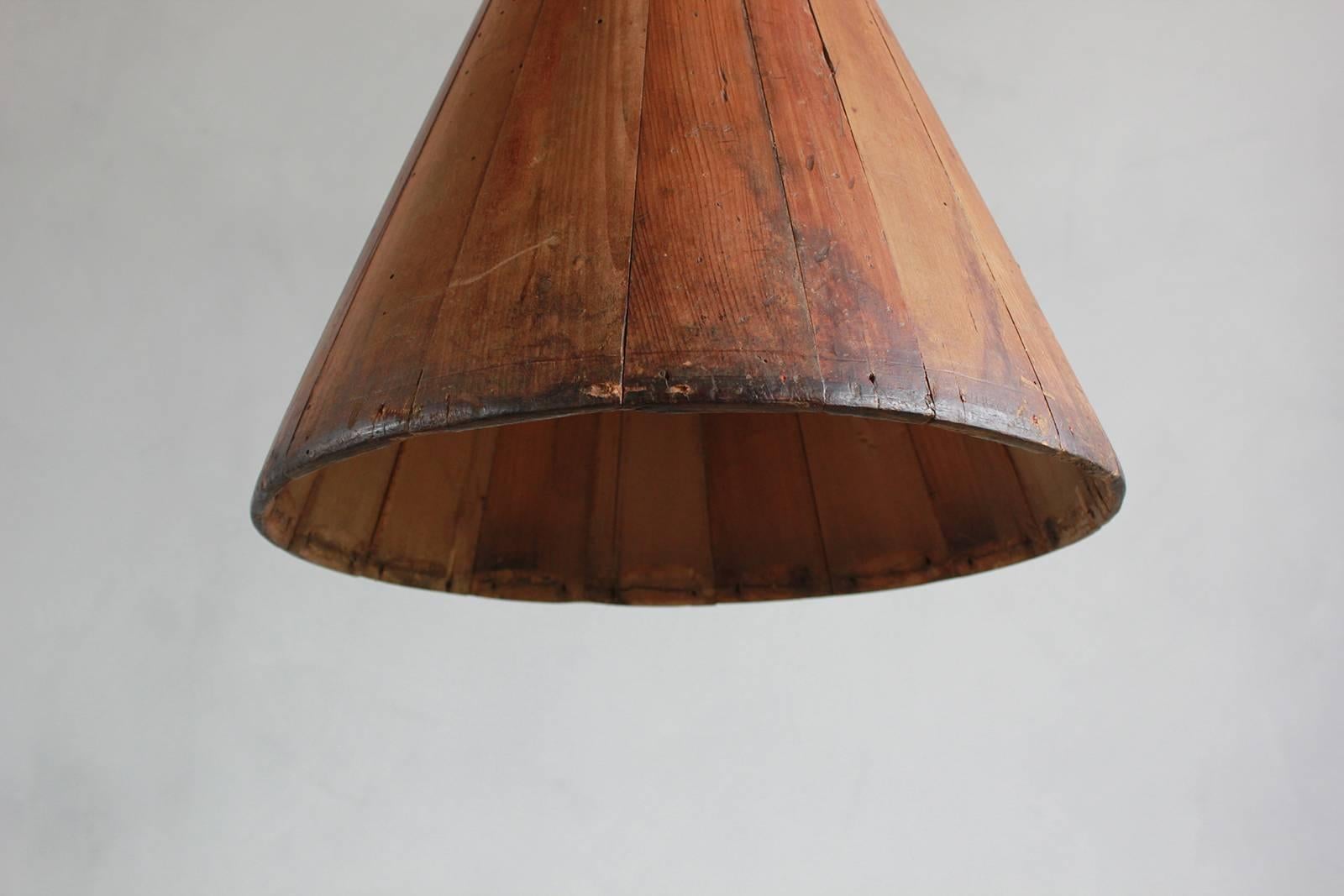 Wooden Rustic Pendant In Distressed Condition In Los Angeles, CA