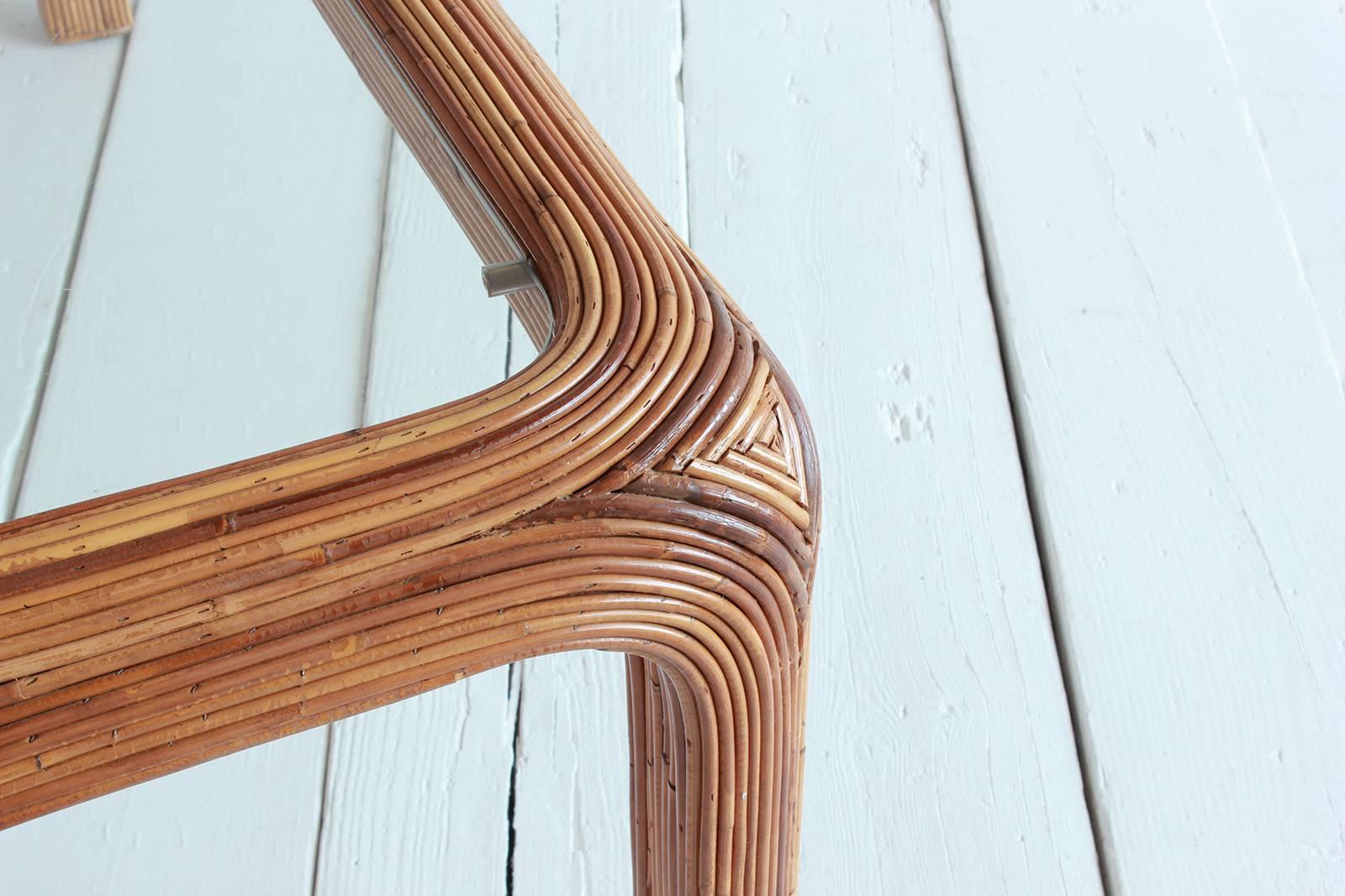 Mid-20th Century Gabriella Crespi Style Bamboo Console with Glass Top