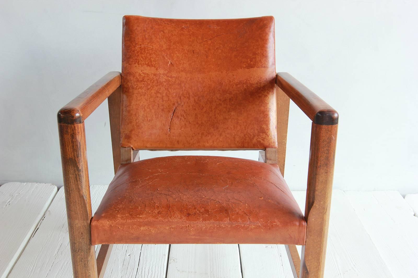 Pair of Borge Mogensen Style Leather and Wood Chairs 4