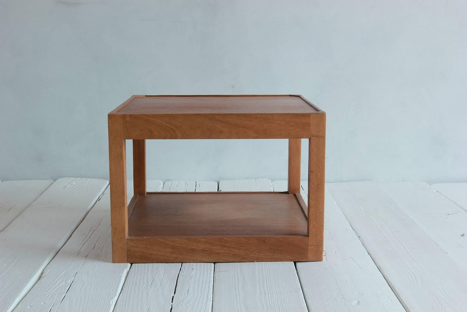 Late 20th Century Walnut Side Table with Bottom Shelf and Parson Style Legs with Single Drawer